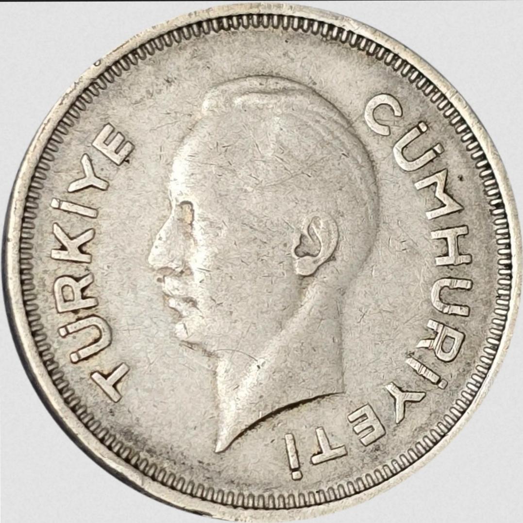 سکه ترکیه نقره 1 لیر ترکیه 1940 میلادی نقره نایاب