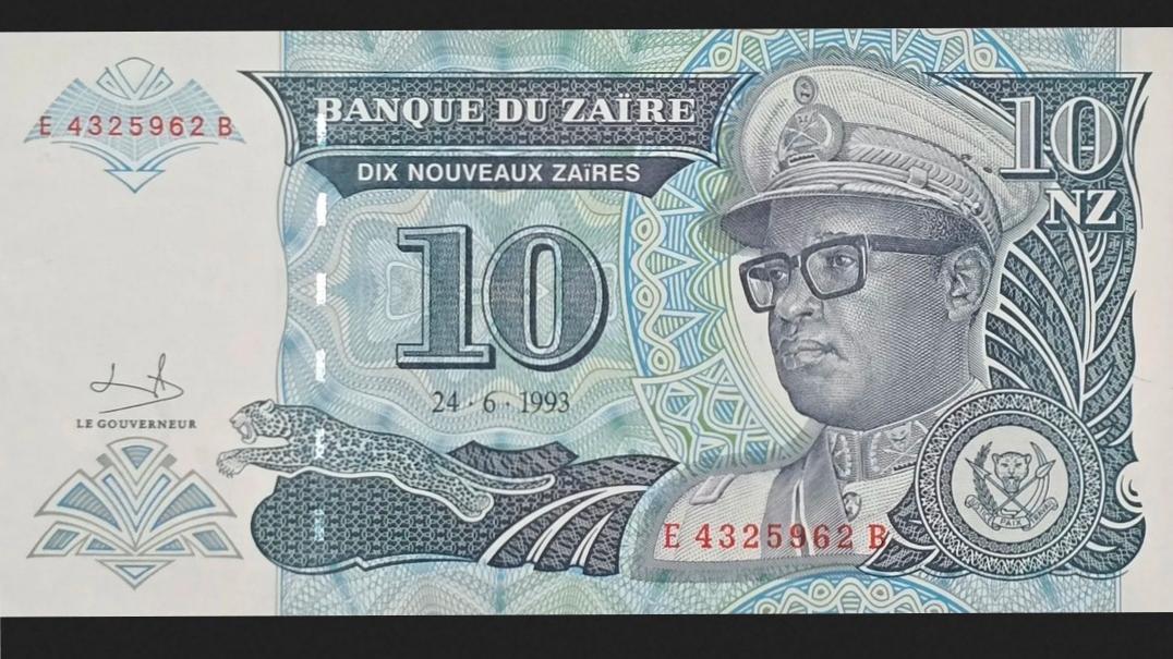 اسکناس زئیر 10 زئیر کشور زئیر 1993 میلادی