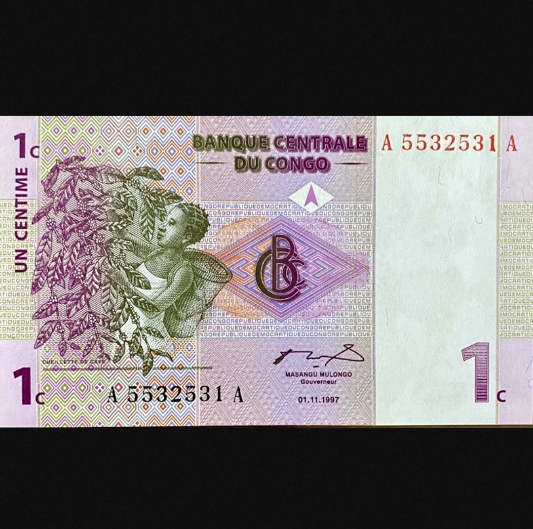 اسکناس کنگو 1 سانتیم کنگو خوشرنگ و زیبا