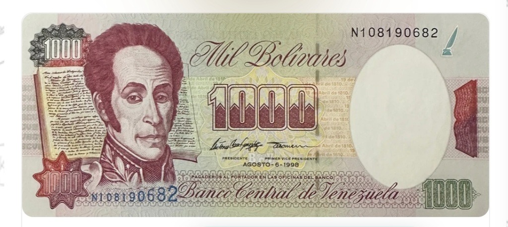 اسکناس ونزوئلا 1000 بولیوار ونزوئلا سیمون بولیوار