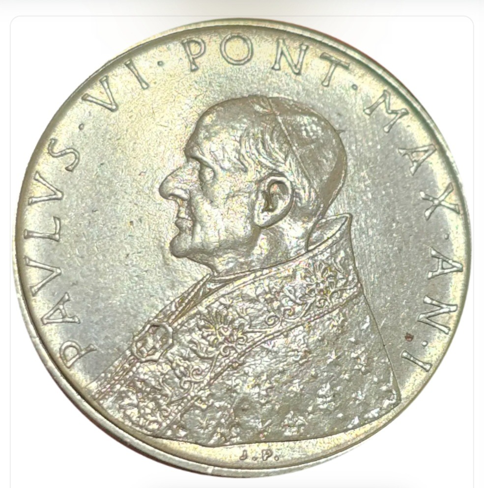 سکه واتیکان 100 لیره واتیکان پاپ پل ششم 1963