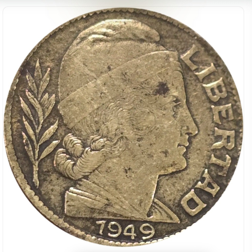 سکه آرژانتین 20 سنتاوو آرژانتین کلاه فریژی 1949