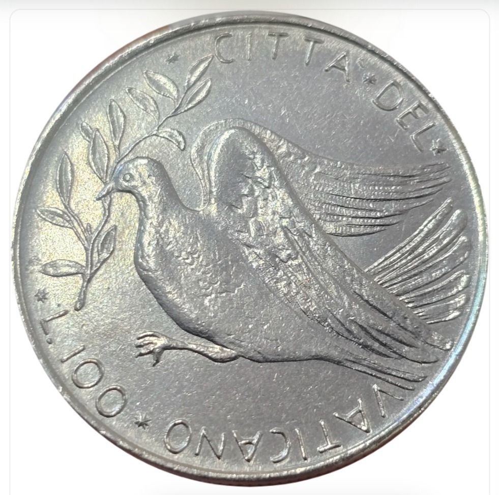 سکه واتیکان 100 لیر واتیکان پاپ پل ششم