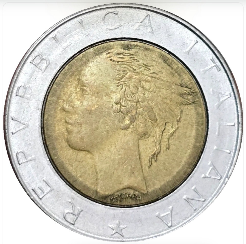 سکه ایتالیا 500 لیر بایمتال ایتالیا 1985