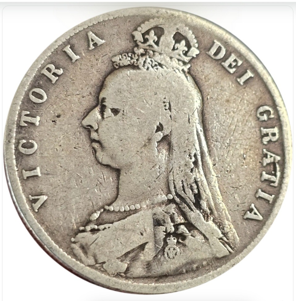 سکه انگلیس نیم کرون نقره انگلستان ویکتوریا 1890