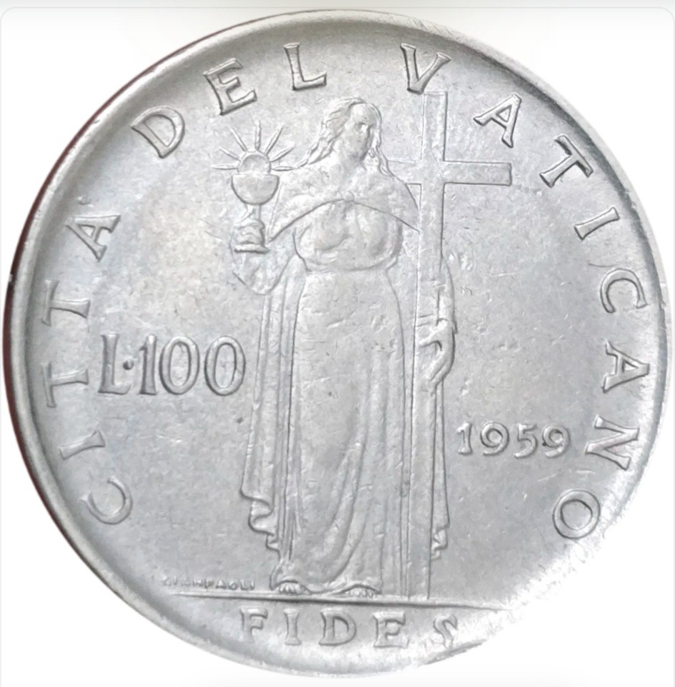 سکه واتیکان 100 لیر واتیکان ژان بیست و سوم 1959