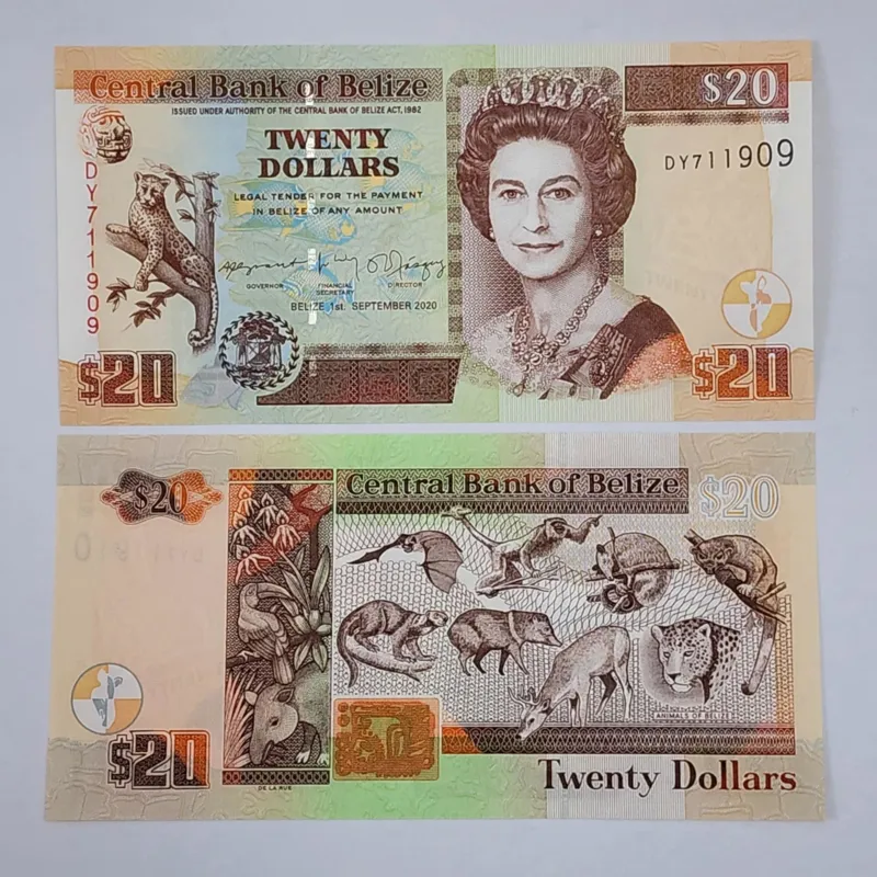 اسکناس بلیز 20دلار کمیاب وارزشمندبلیز ملکه الیزابت