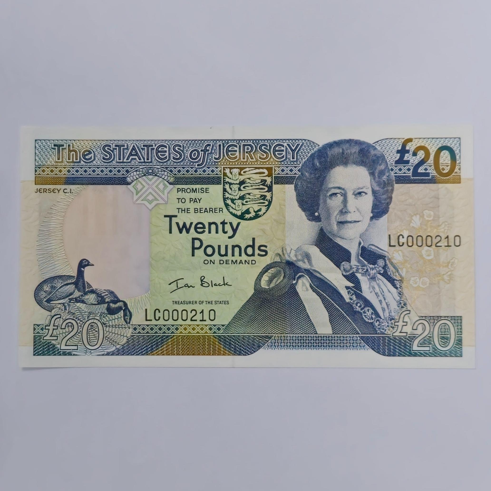 اسکناس جرسی 20پوند جرسی ملکه الیزابت ناب لونامبر