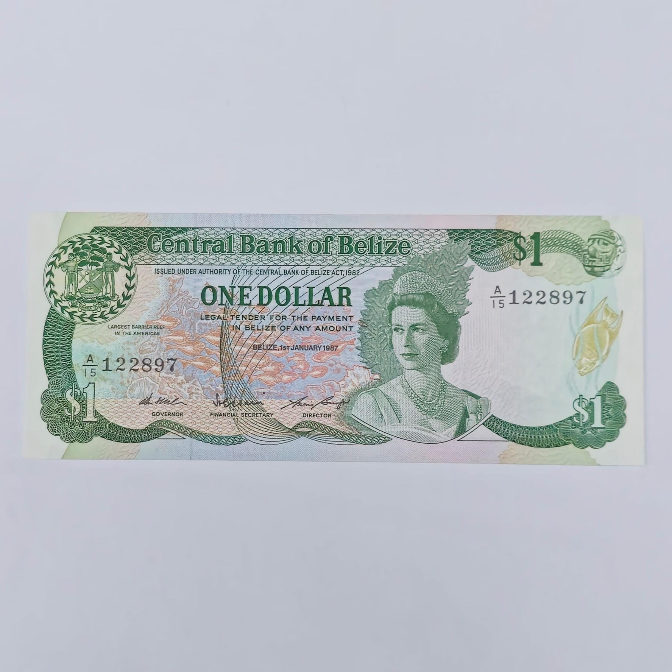 اسکناس بلیز 1دلار کمیاب وارزشمند بلیز ملکه الیزابت