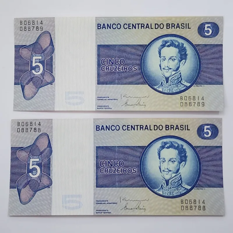 جفت اسکناس برزیل 5 کروزادوی برزیل زیبا و کمیاب