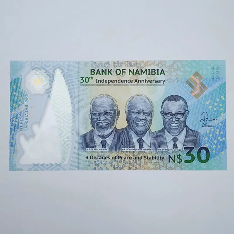 اسکناس نامیبیا 30 دلار نامیبیا پلیمری و یادبودی