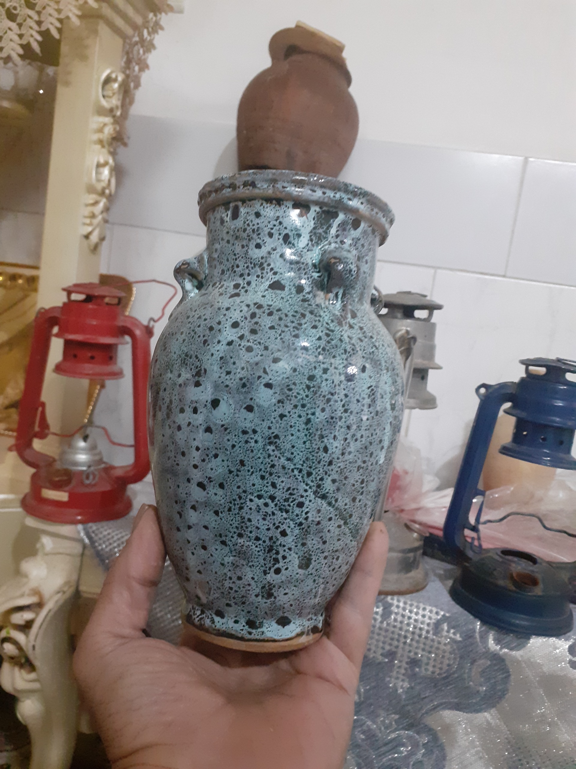 گلدان روس یااوکراین یاچک ایرادخارخانه دررنگ امیزی