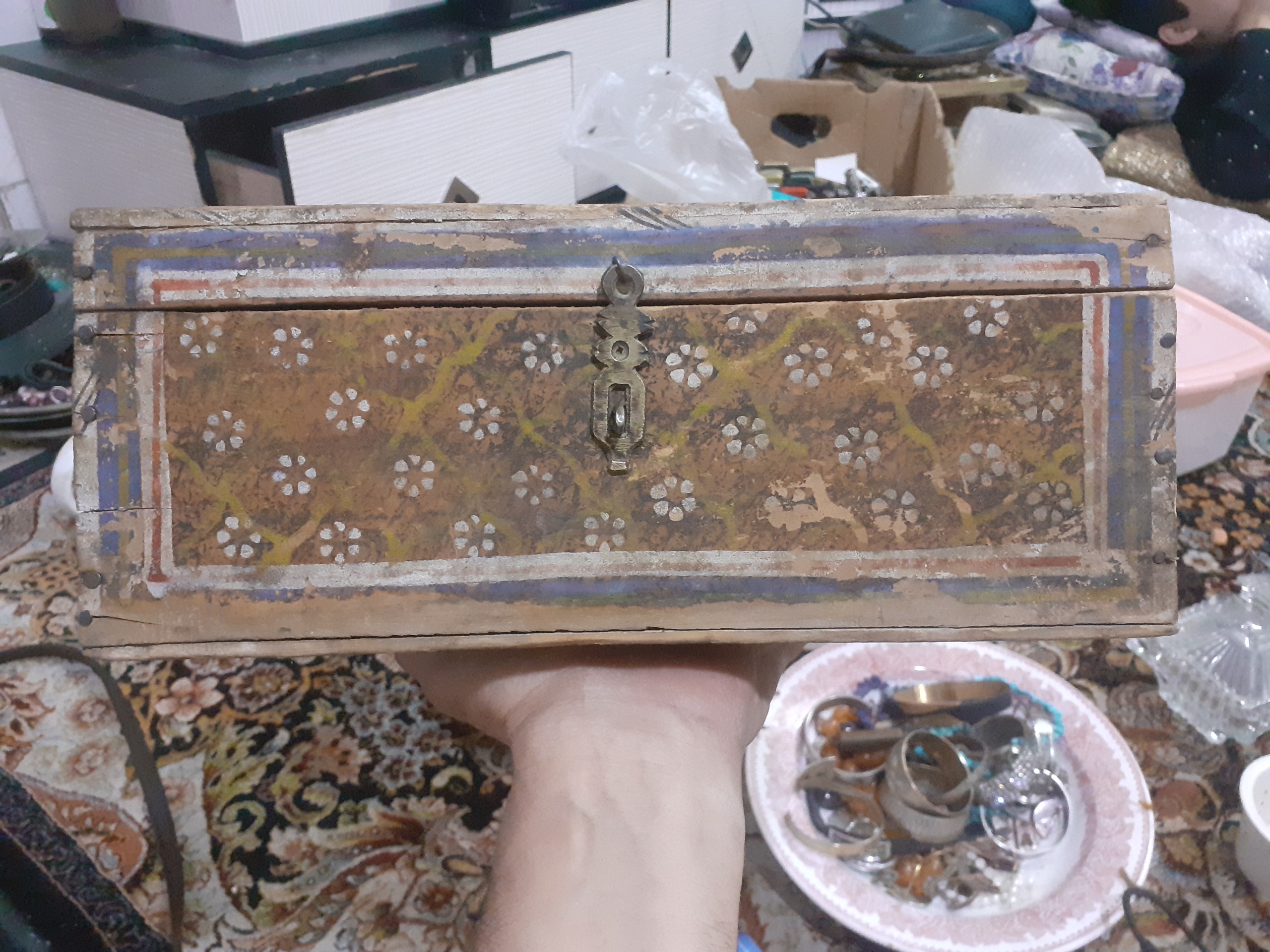 صندقچه چوبی نقاشی دست قدمت100بالاتر