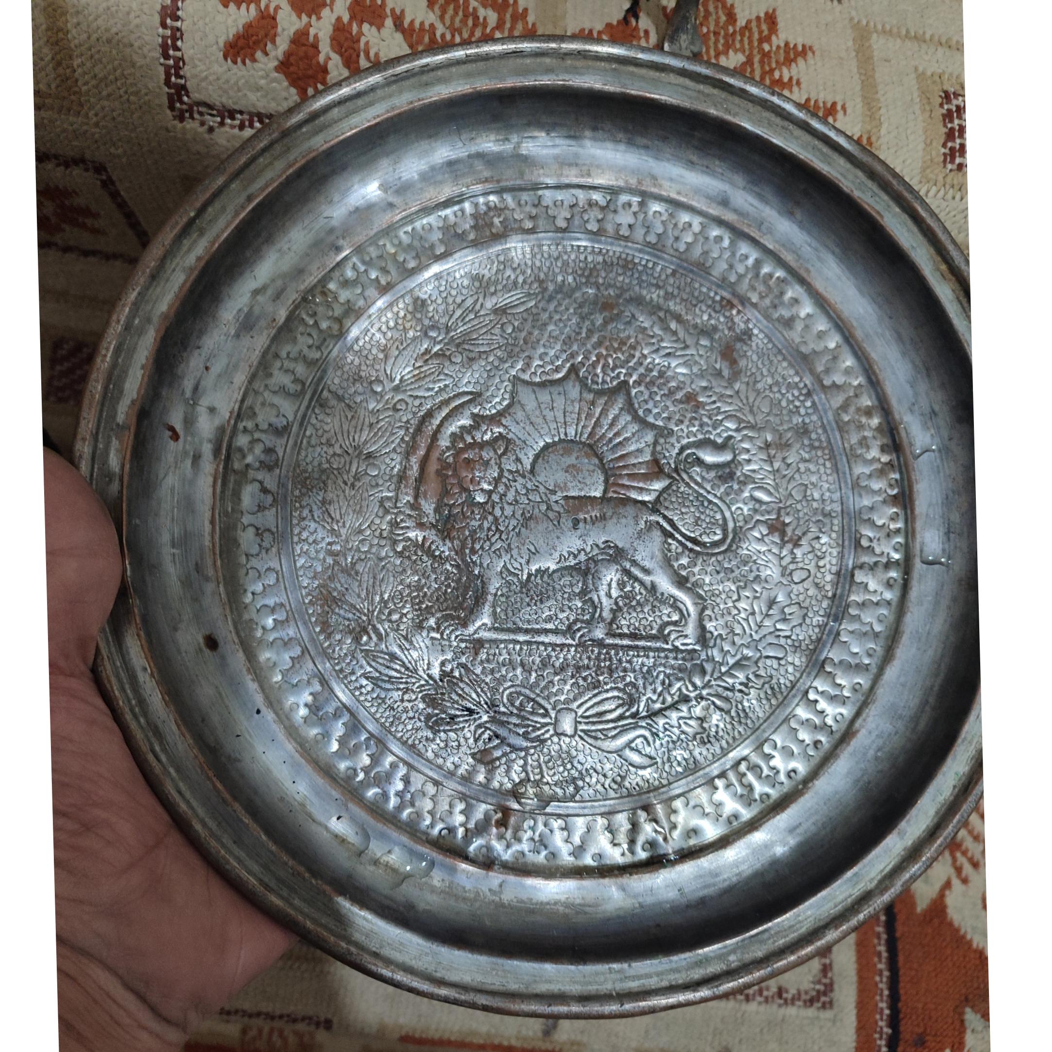 دیوارکوب مسی قلم دست شیرخورشیدازقاحارتاپهلوی