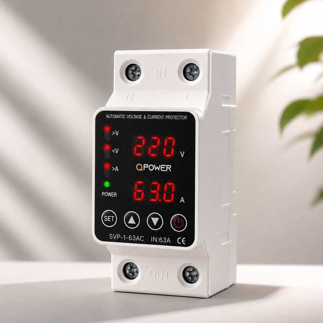 محافظ مرکزی ولتاژ و جریان تکفاز 63 آمپر Qpower