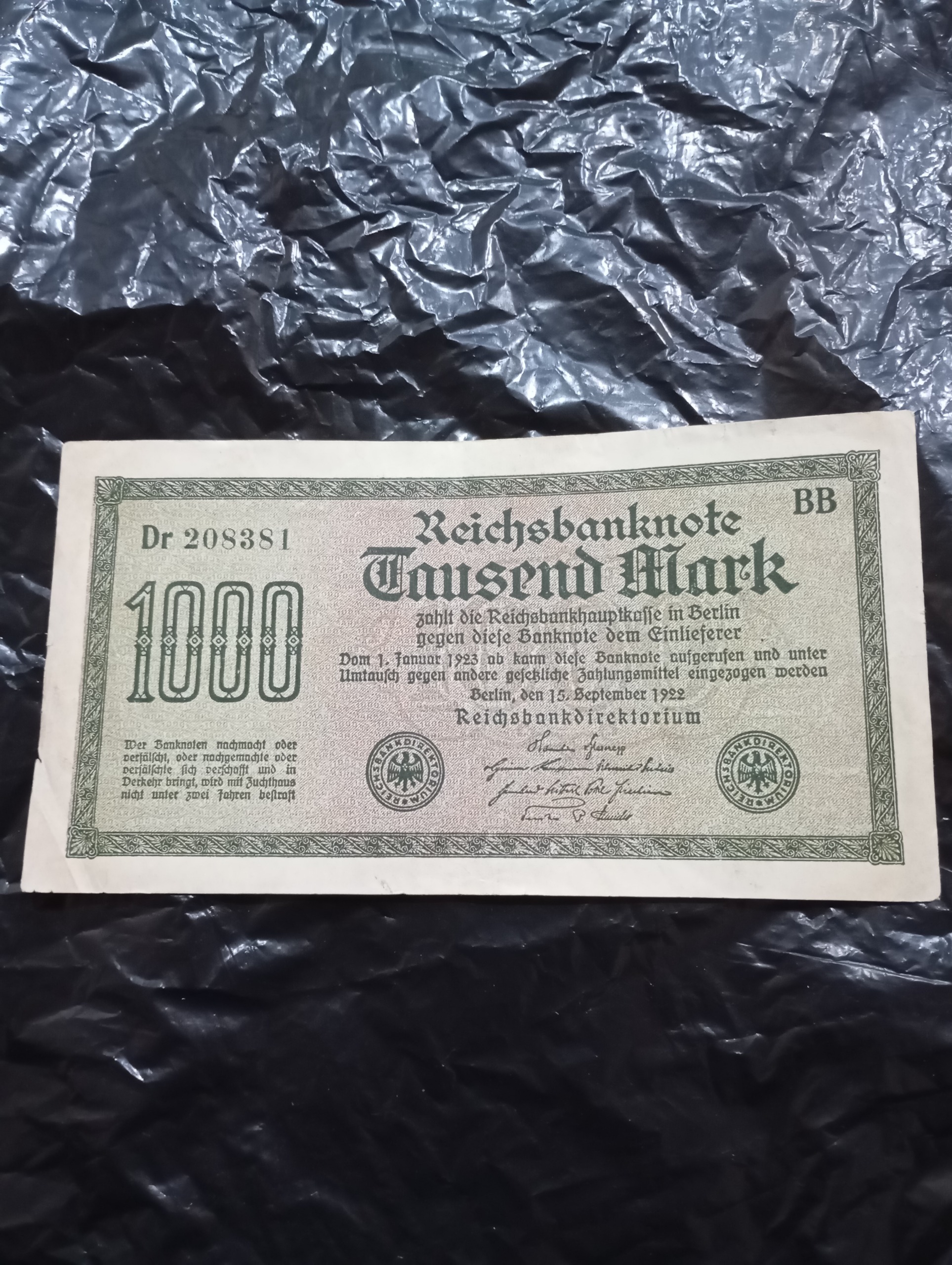 اسکناس 1000 مارک آلمان 1922