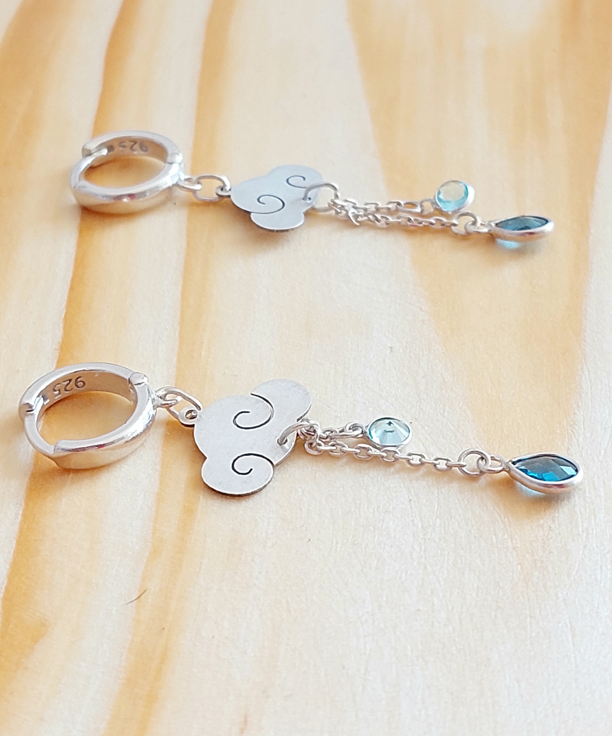 گوشواره نقره 925 طرح ابر بارانی