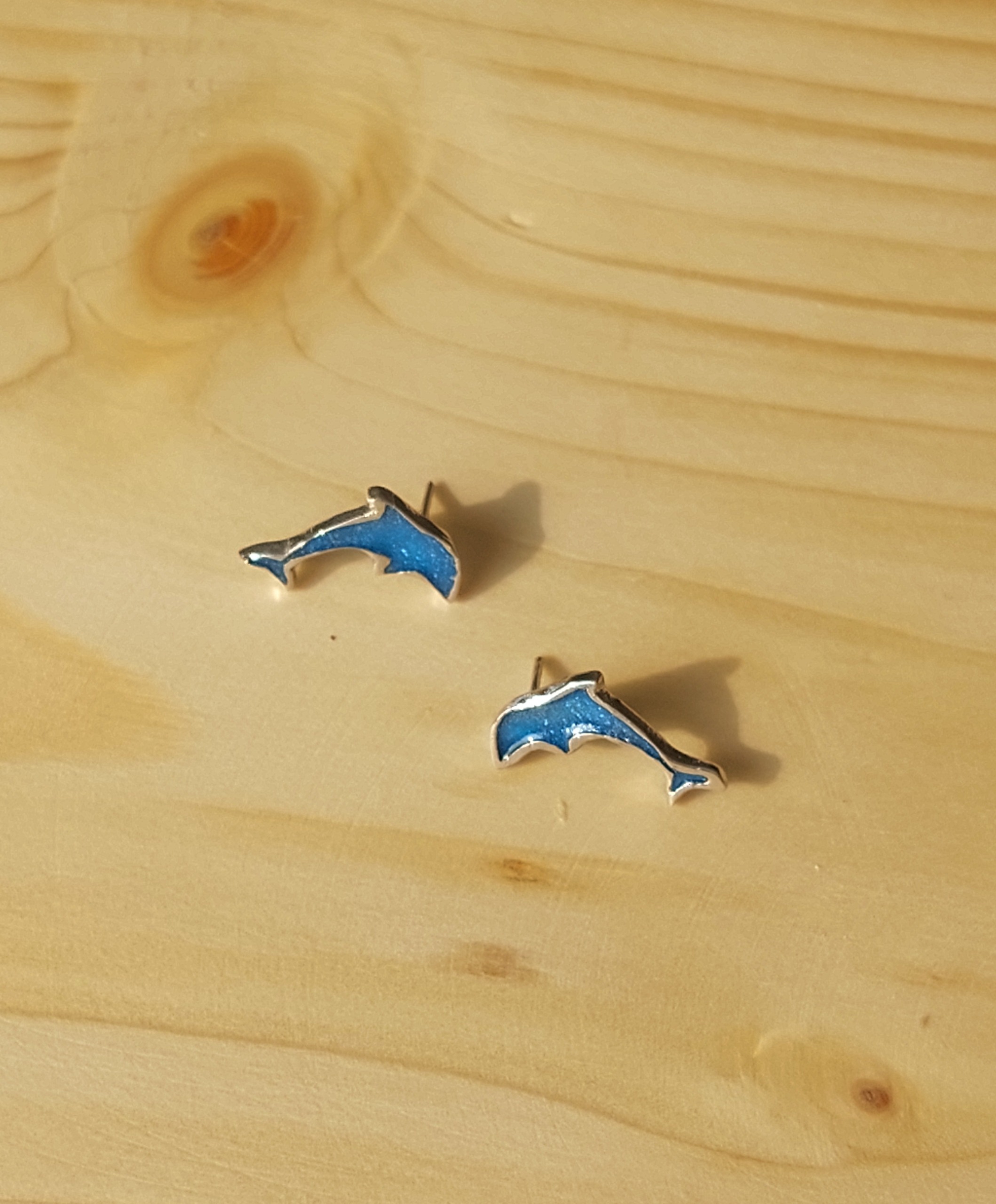 گوشواره نقره 925 میناکاری طرجکح دلفین