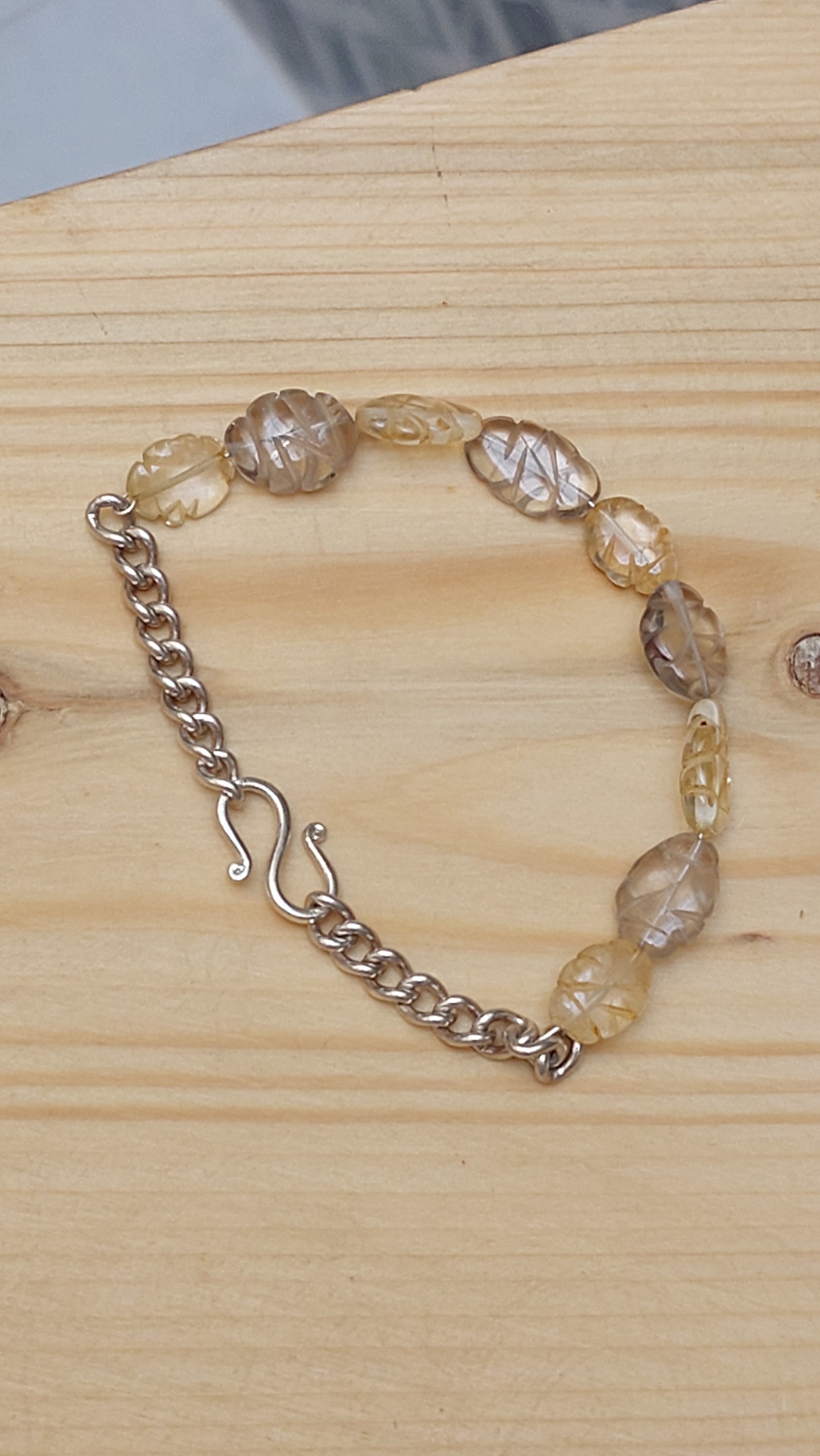 دستبند نقره 925 مزین به گوهر سیترین