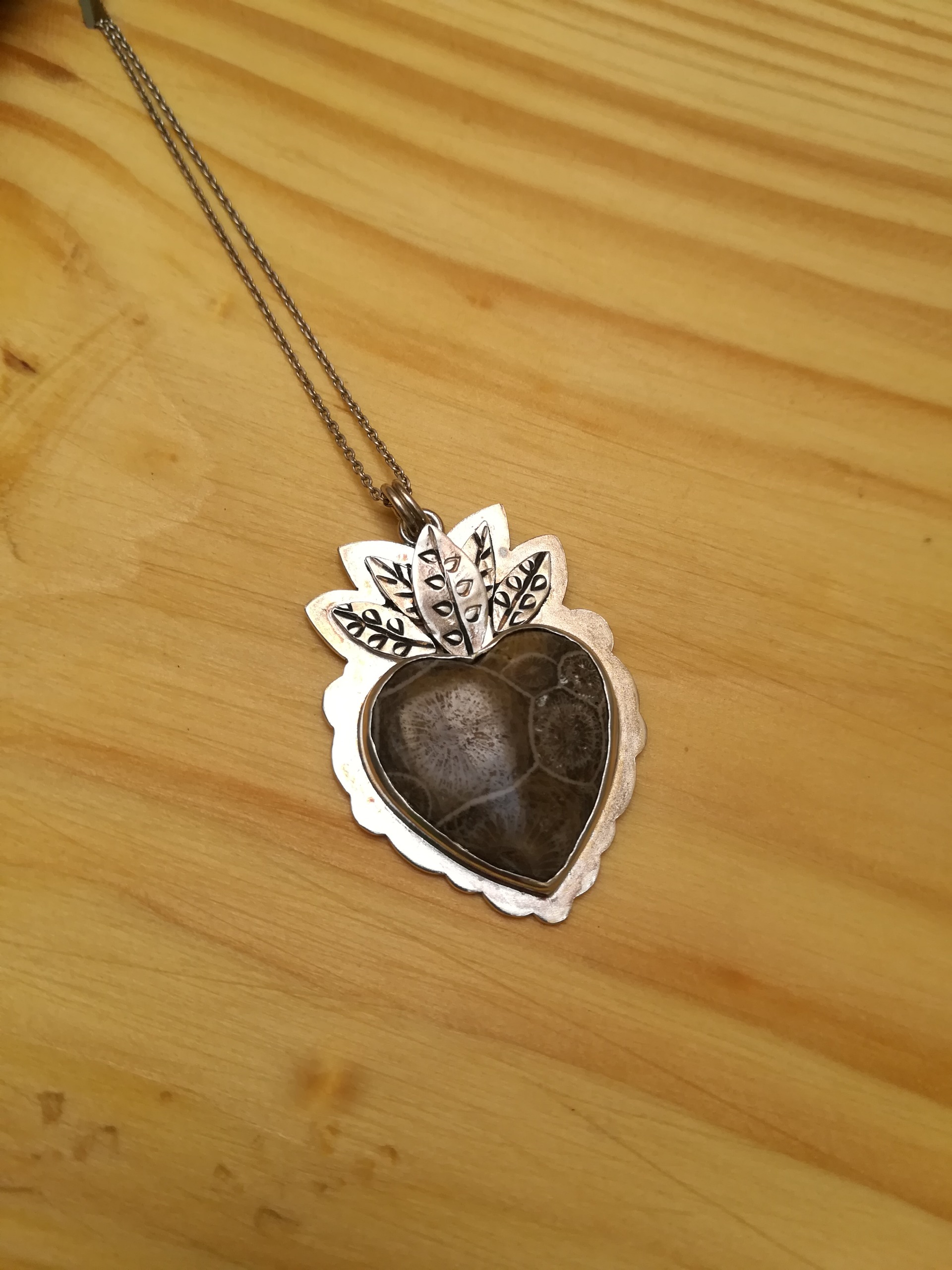 آویز نقره 925 دستساز طرح قلب