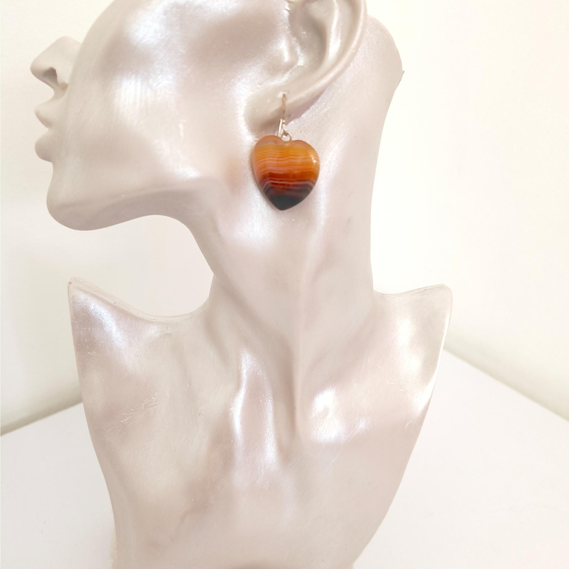 گوشواره عقیق طرح قلب