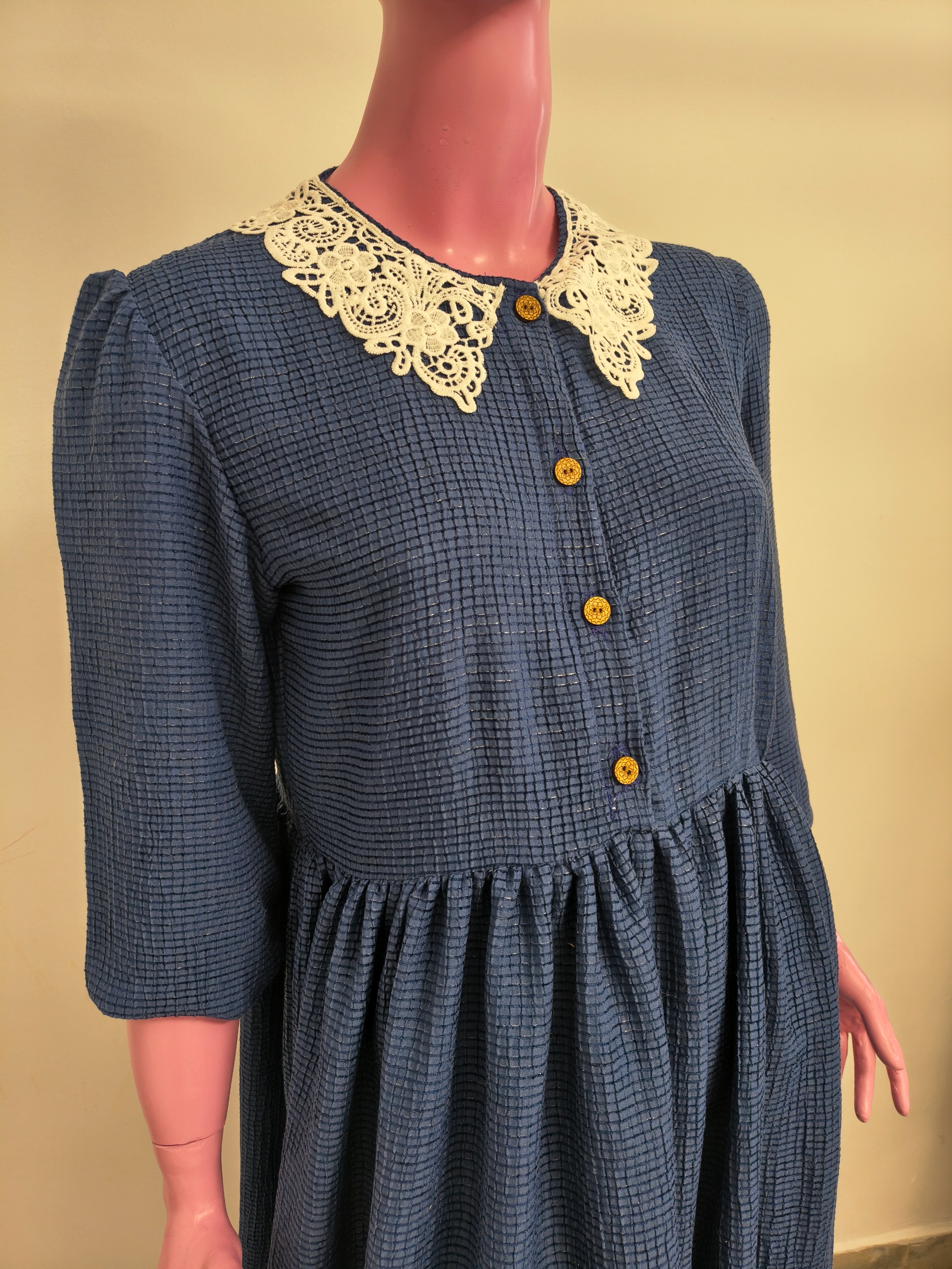 پیراهن زنانه وینتیج رنگ سورمه ای