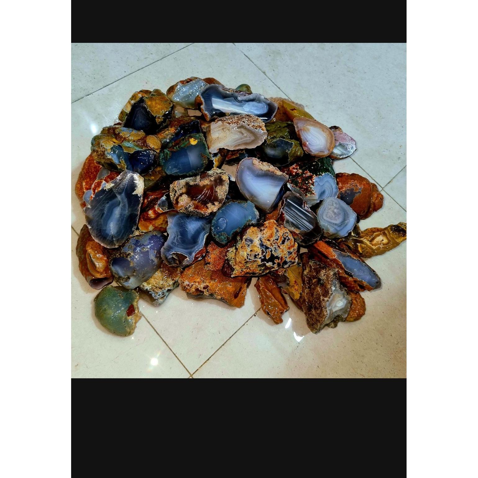 حراج بزرگ سنگ عقیق کبود عسلی یاسی