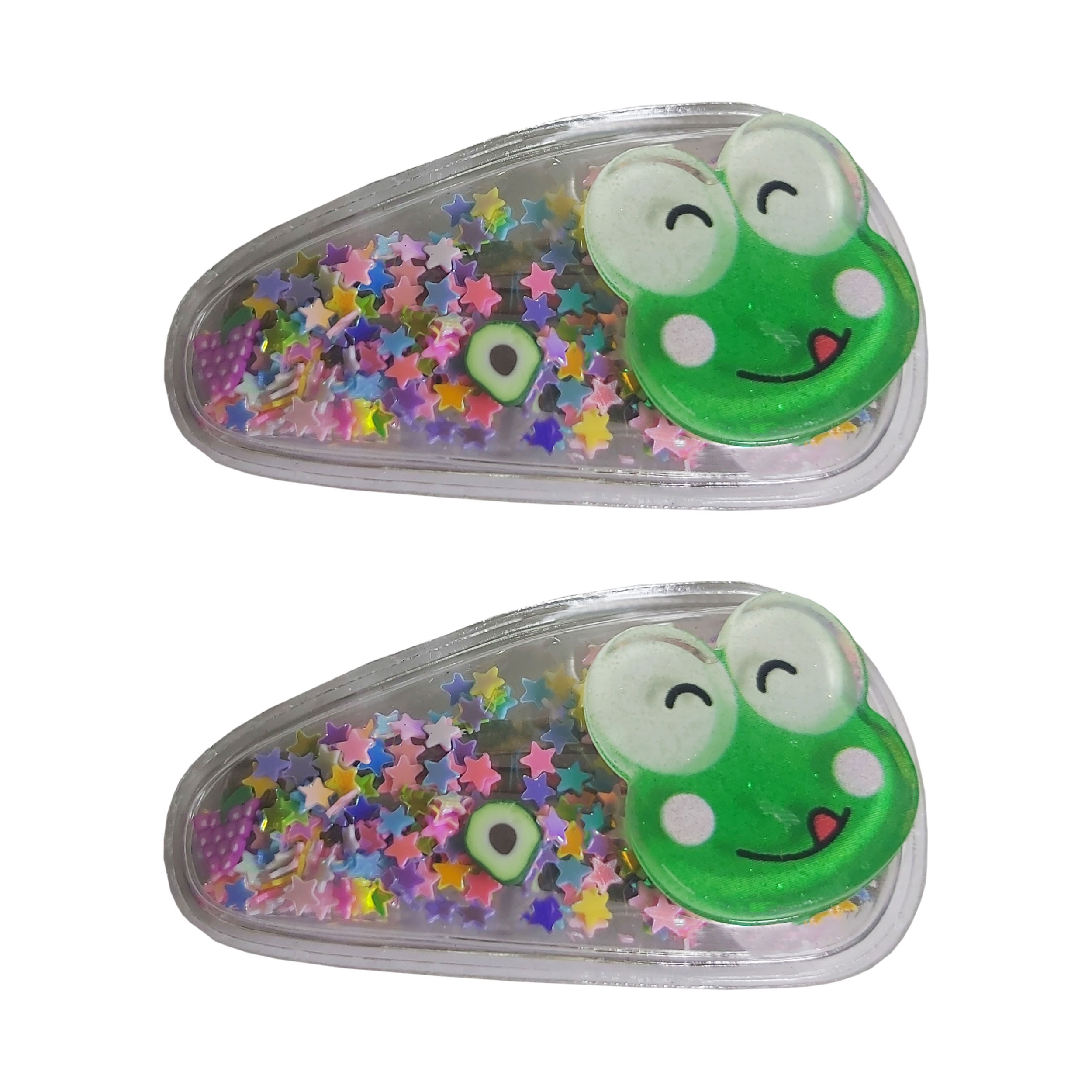 گیره مو دخترانه طرح قورباغه مجموعه 2 عددی