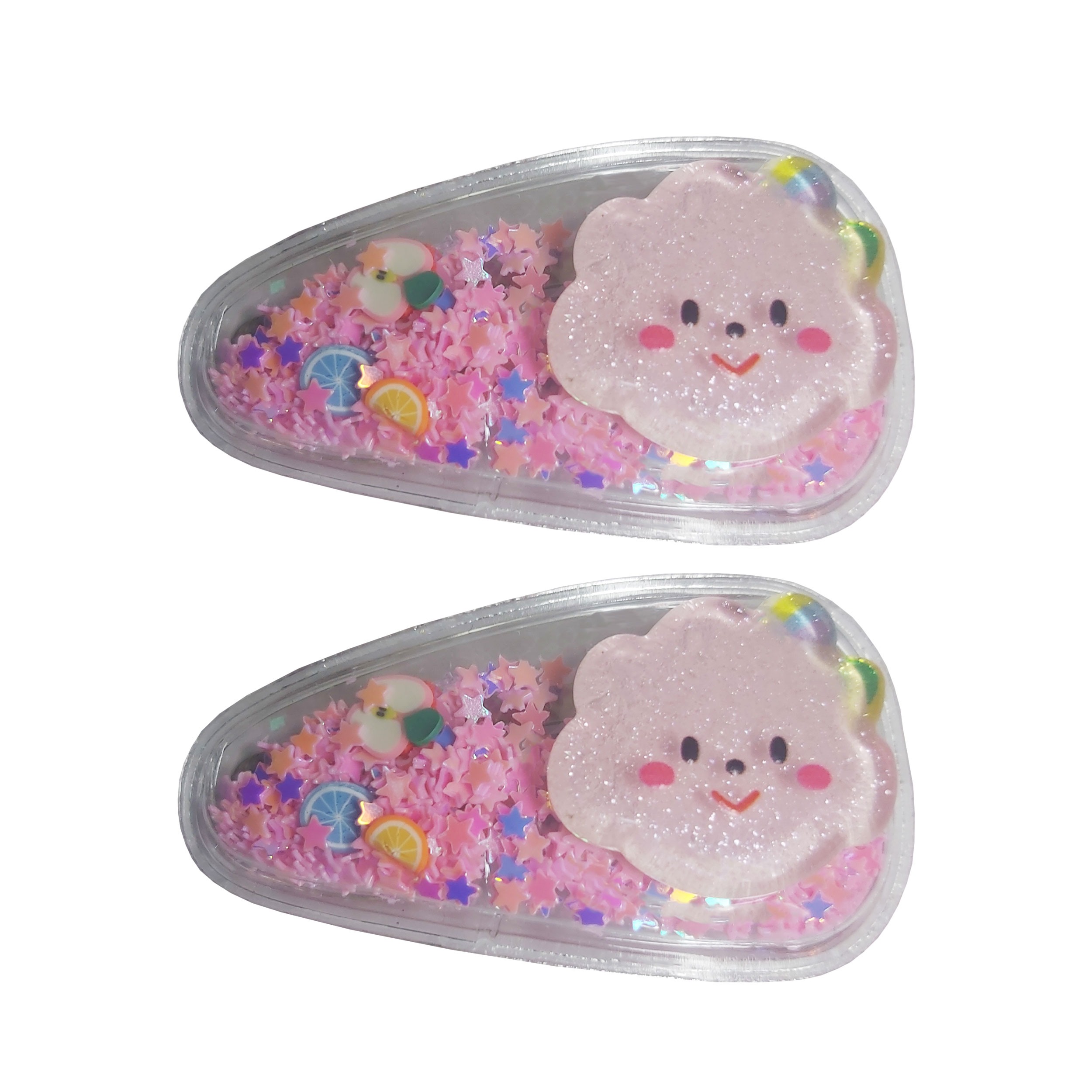 گیره مو دخترانه طرح ابر مجموعه 2 عددی