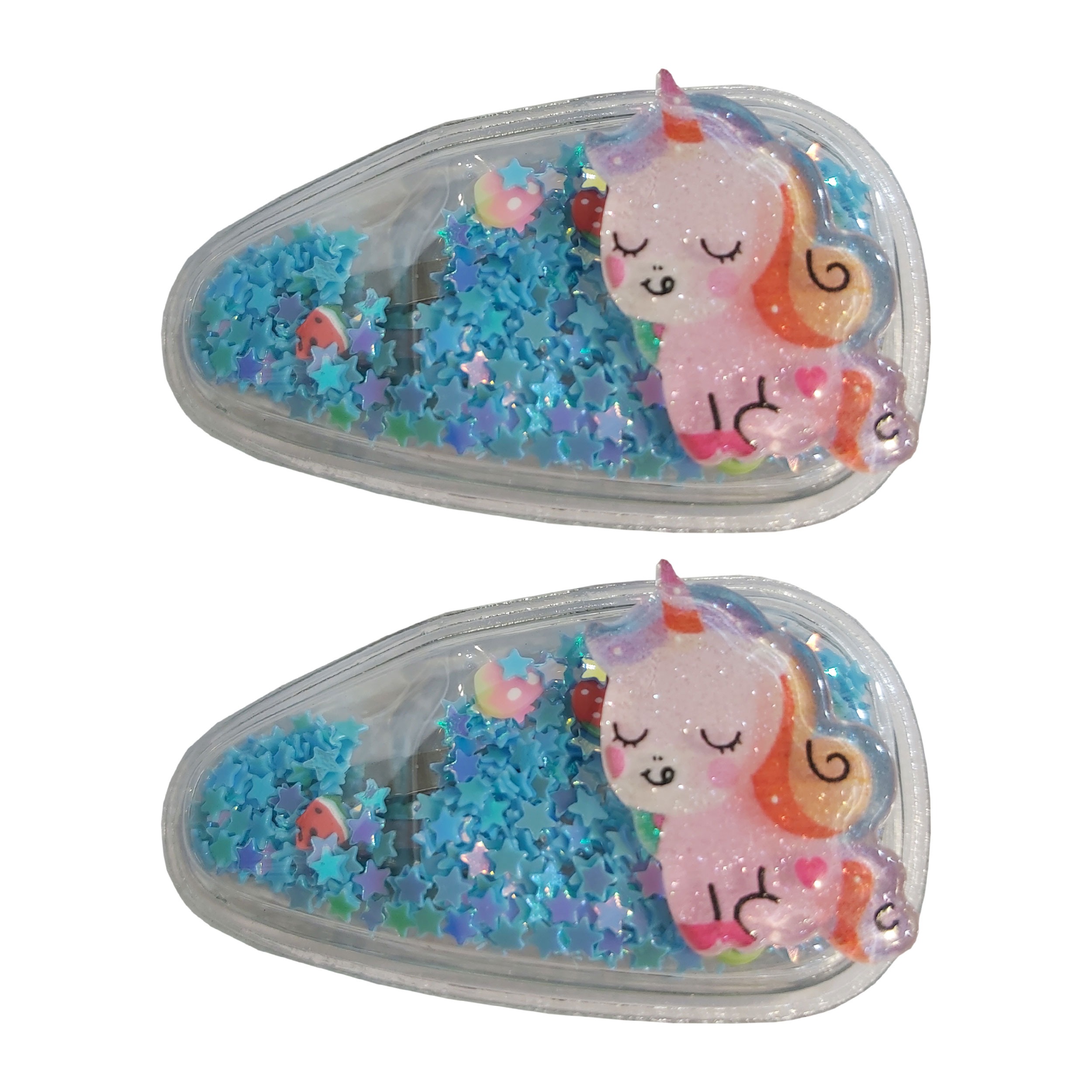 گیره مو دخترانه طرح یونیکورن مجموعه 2 عددی