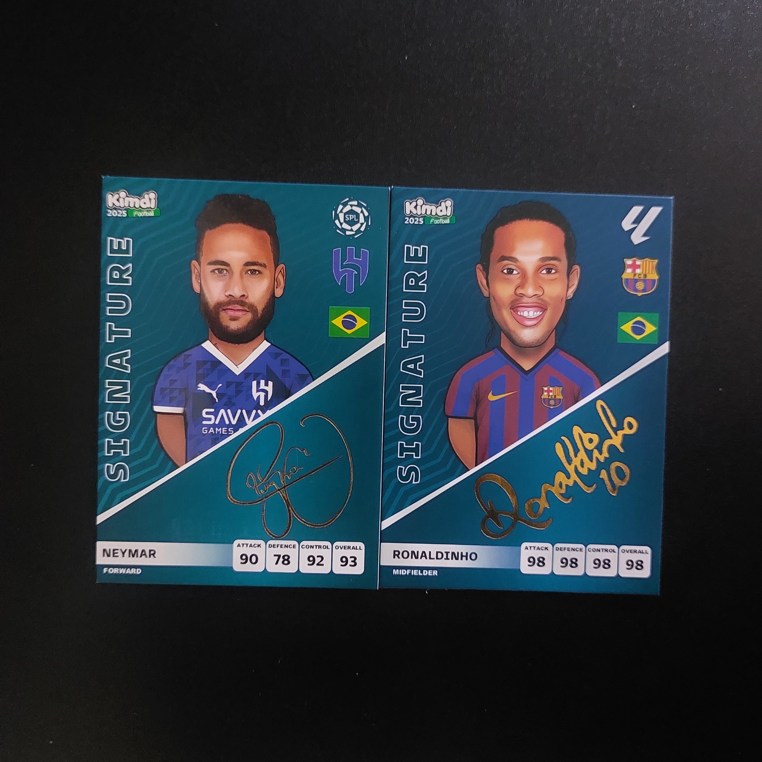 کارت کیمدی نیمار امضا و رونالدینیهو امضا