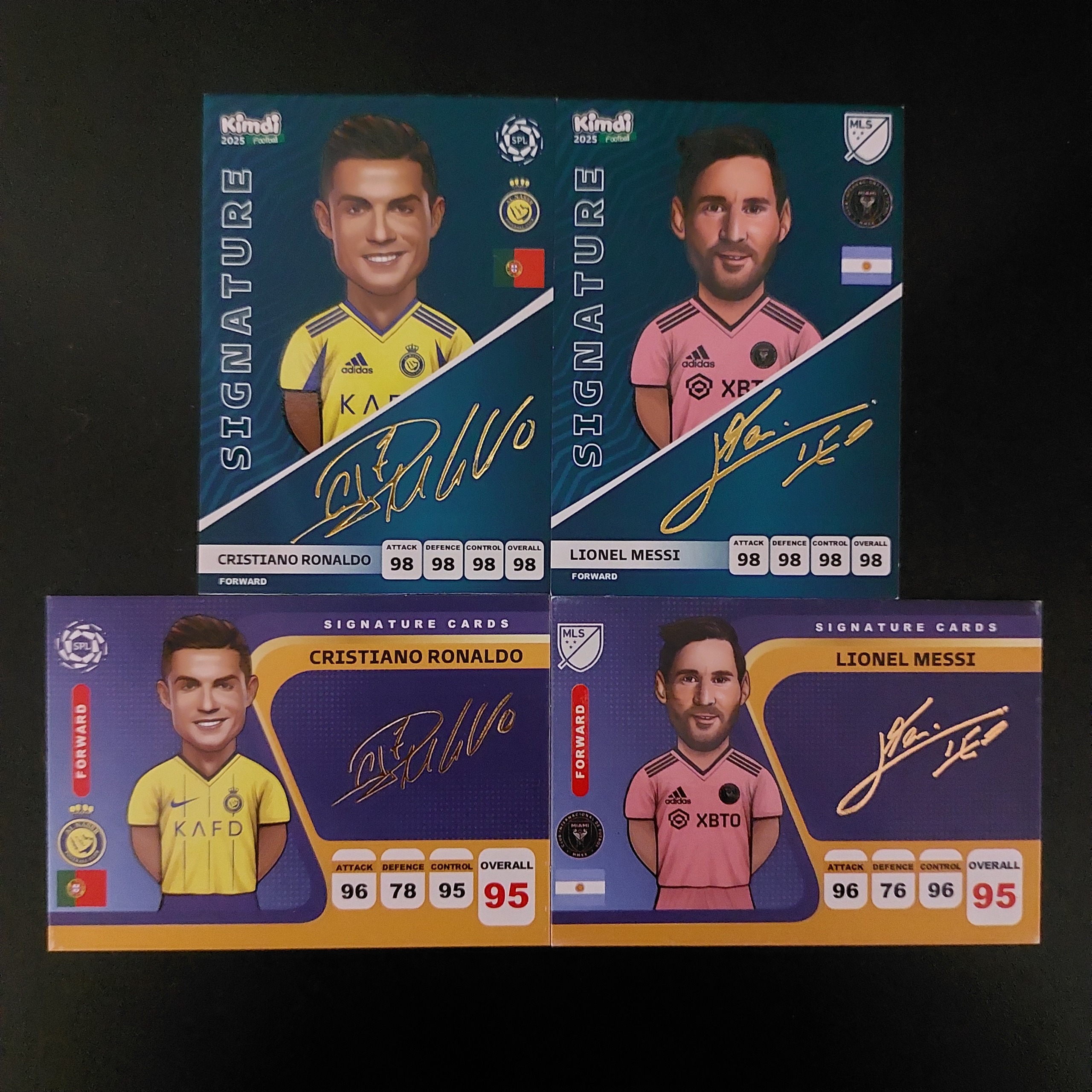 کارت کیمدی رونالدو امضا و مسی امضا سری 2025 و 2024