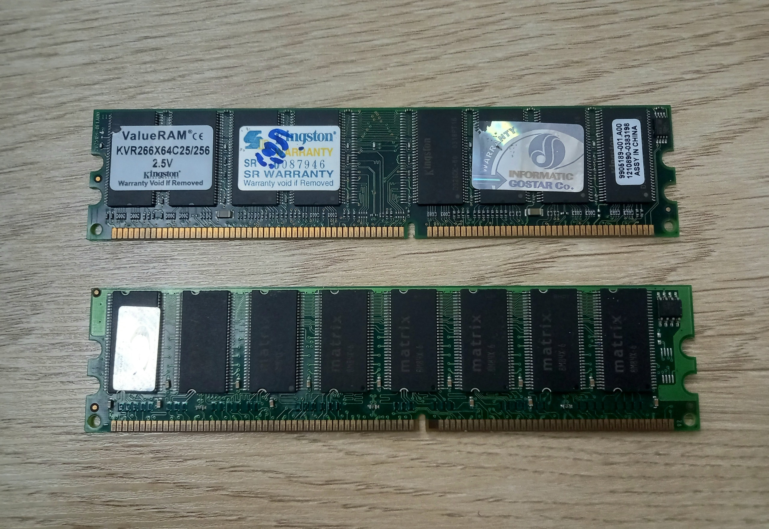 دو عدد رم کامپیوتر kingstone و matrix فروش با هم