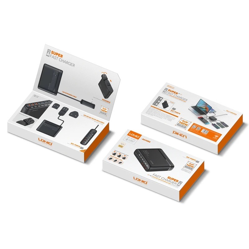 شارژر دیواری6پورت الدینیو 140Ldnio A6140C GaN وات