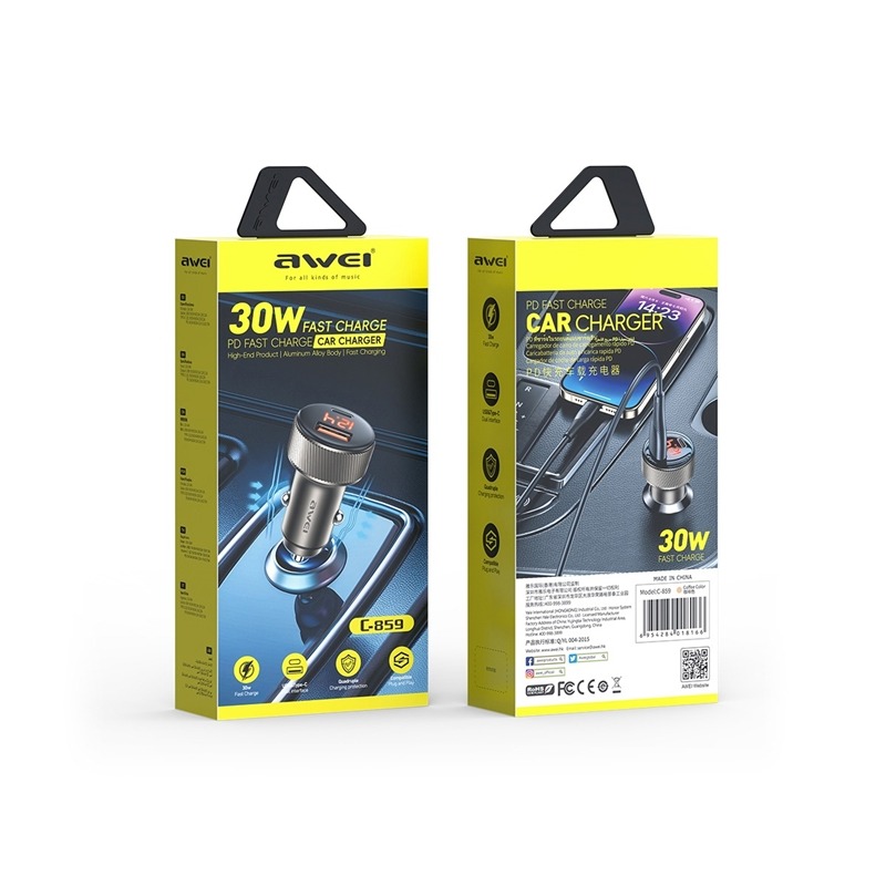 شارژر فندکی اوی Awei C-859 توان 30 وات