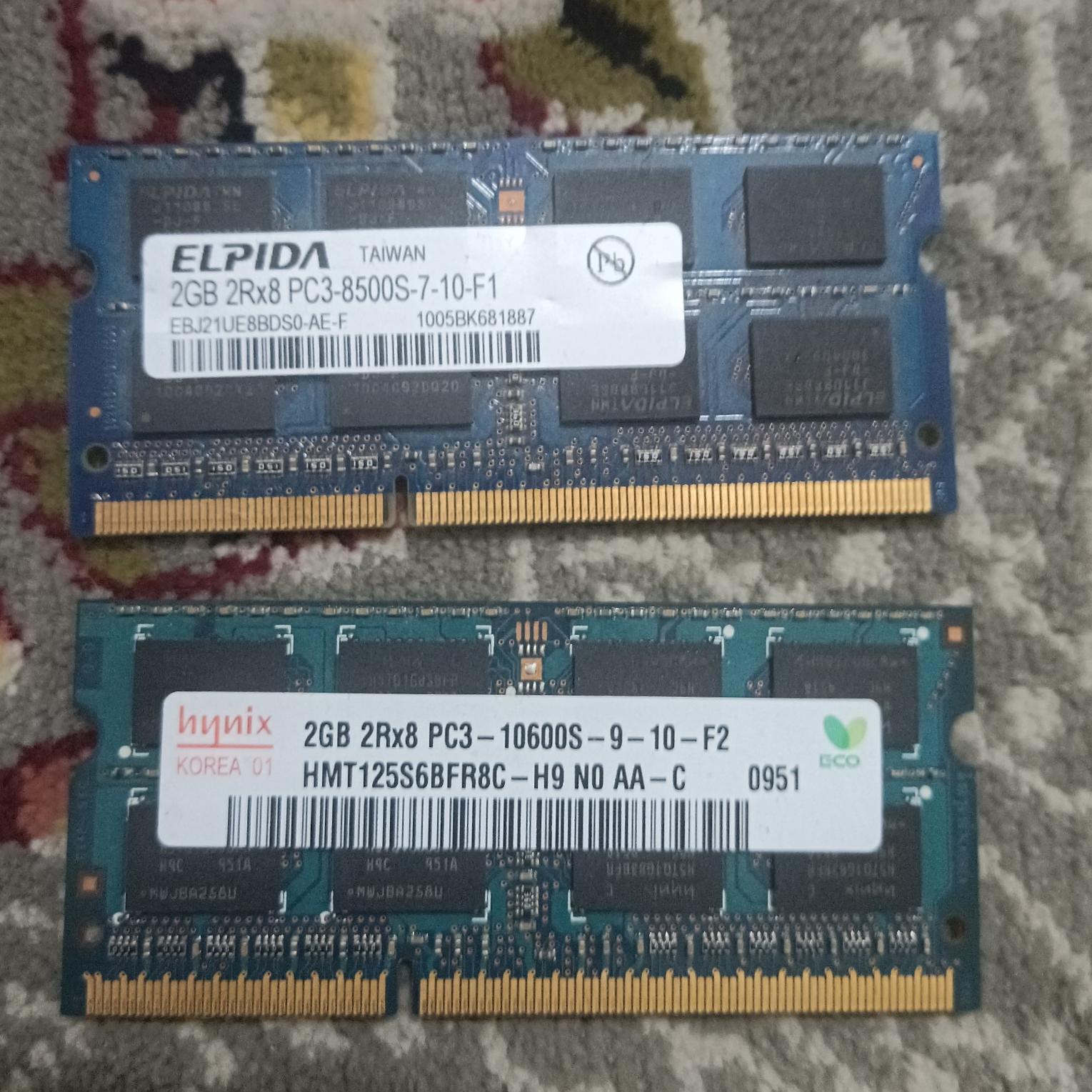 رم 2گیگ لپ تاپ ddr3 باهم