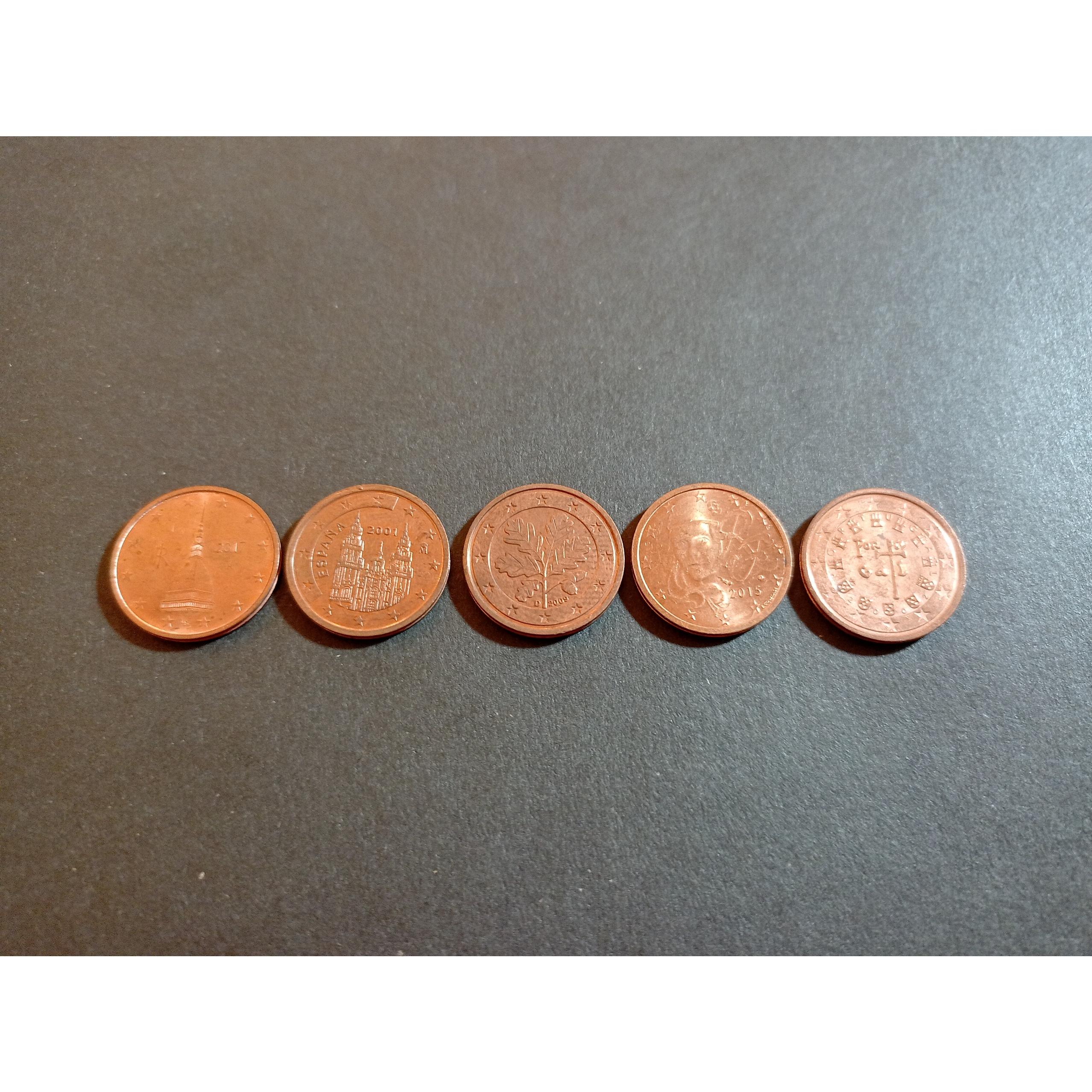سکه های 2سنت یورو 5کشور مختلف
