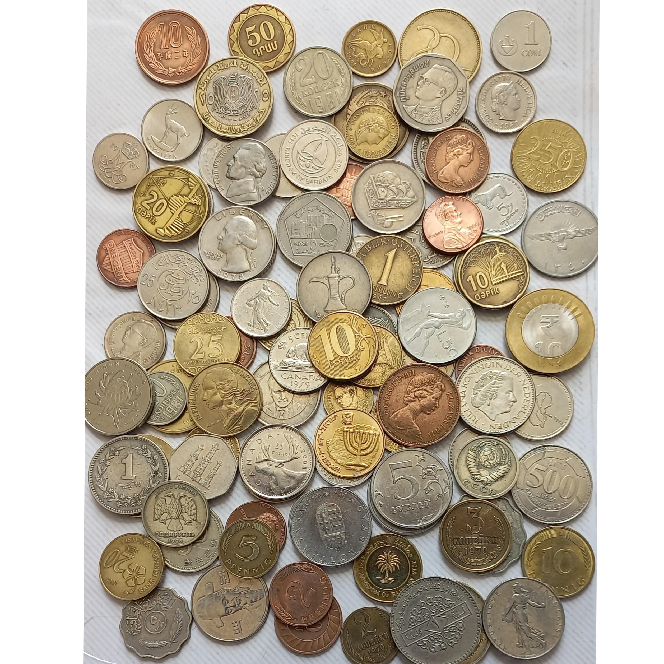 100 عدد سکه خارجی کمیاب و بدون تکرار (کد31)
