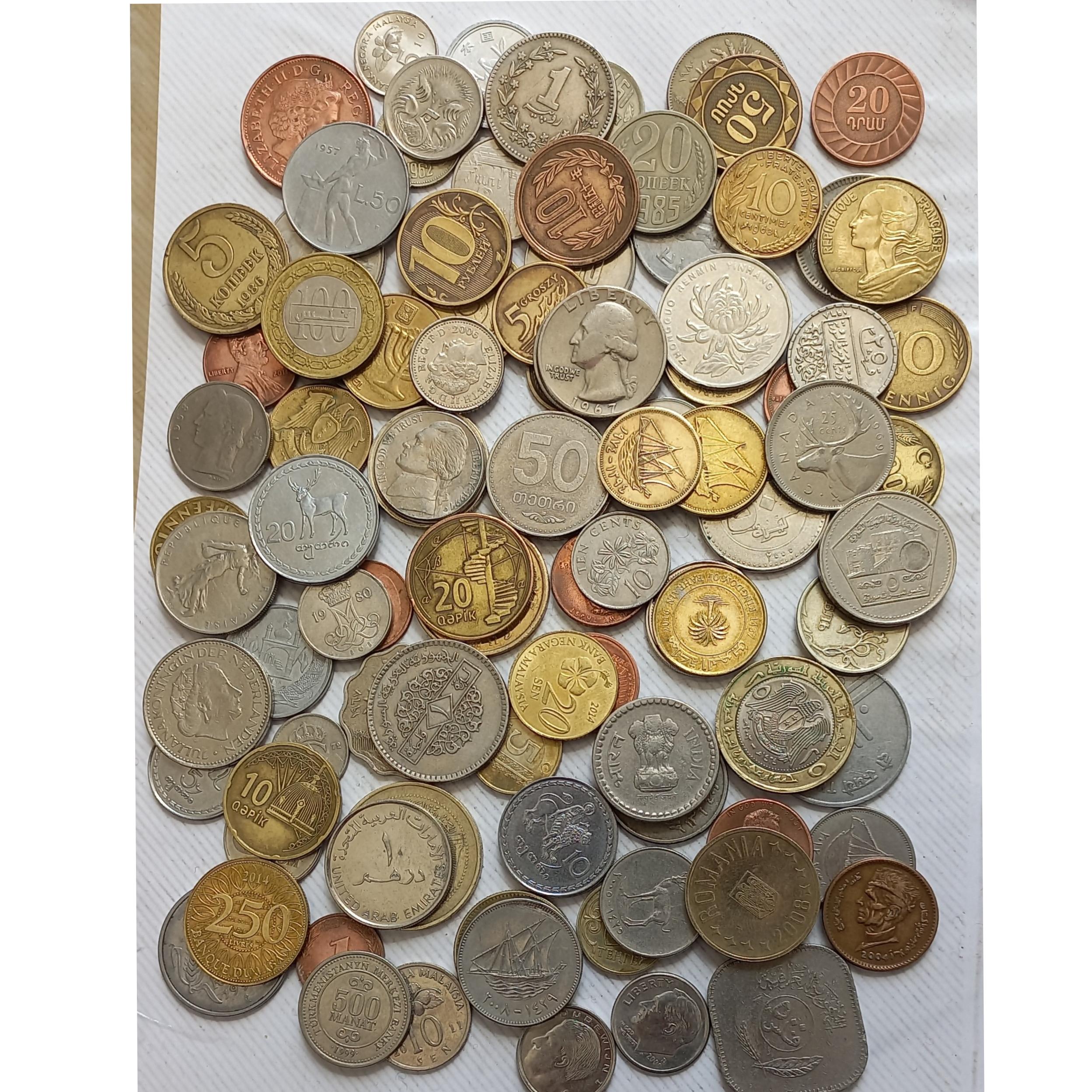 100 عدد سکه خارجی کمیاب و بدون تکرار (کد32)
