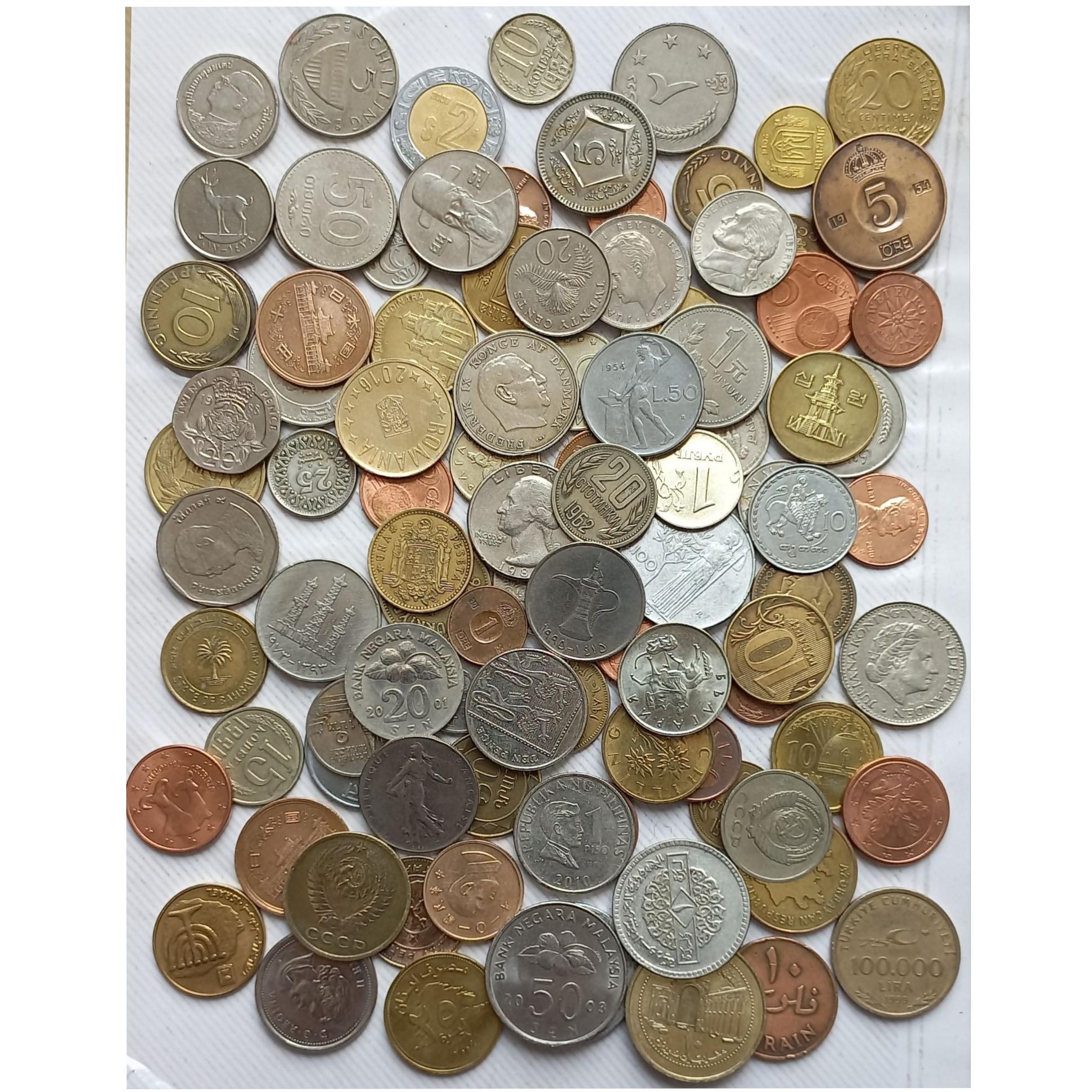 100 عدد سکه خارجی کمیاب و بدون تکرار (کد34)