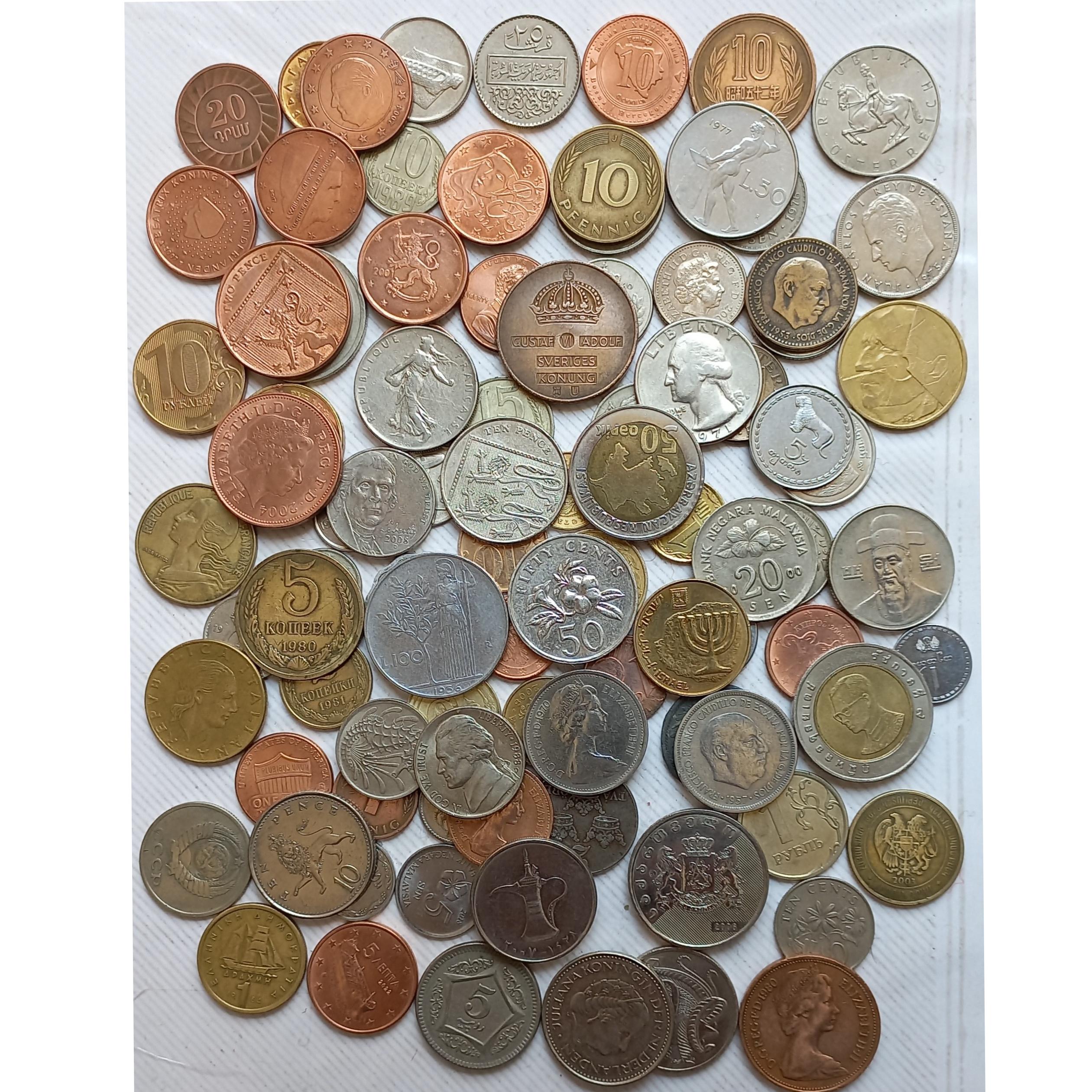 100 عدد سکه خارجی کمیاب و بدون تکرار (کد35)
