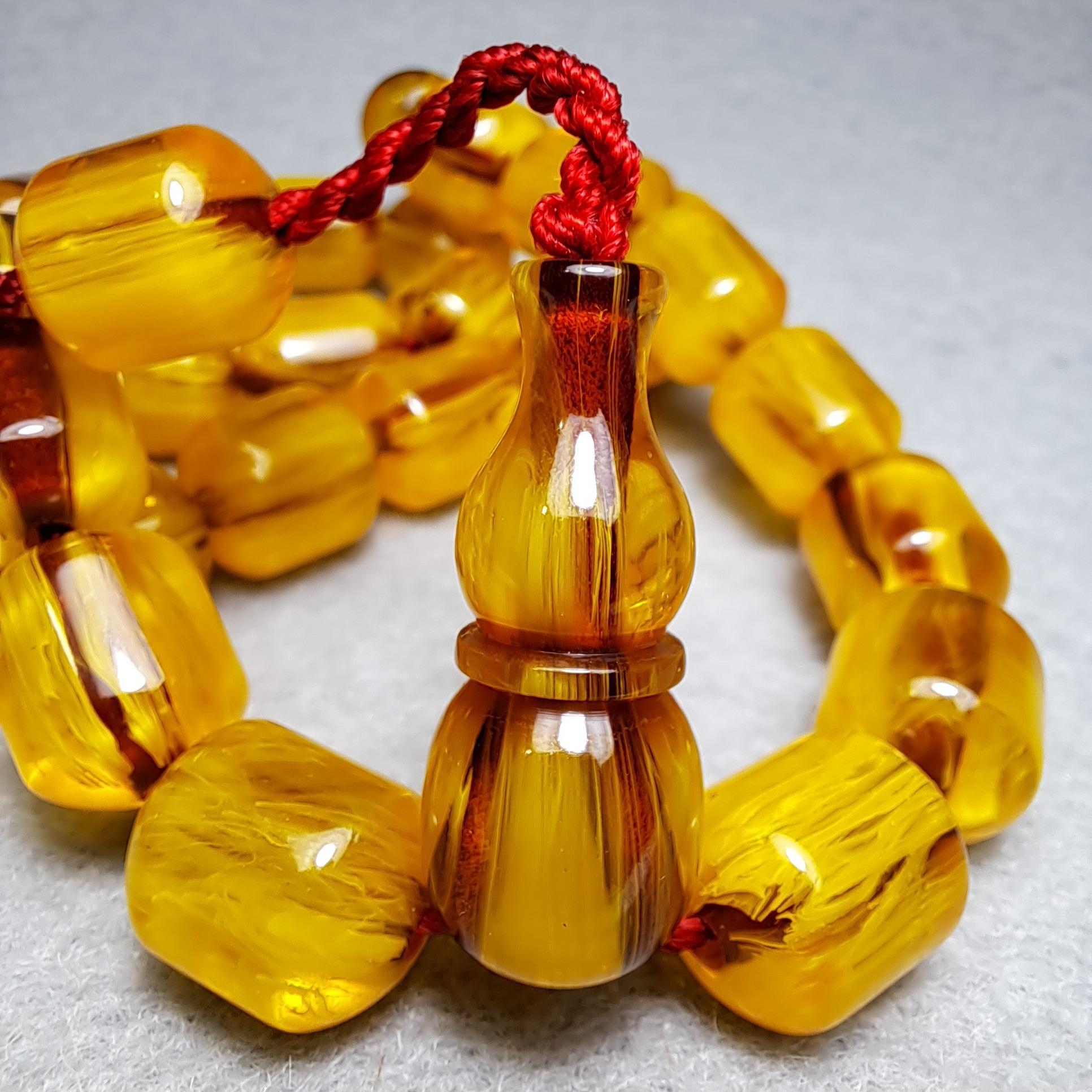 تسبیح کهربا رگه دار کلکسیونی نفیس تراش ترکیه