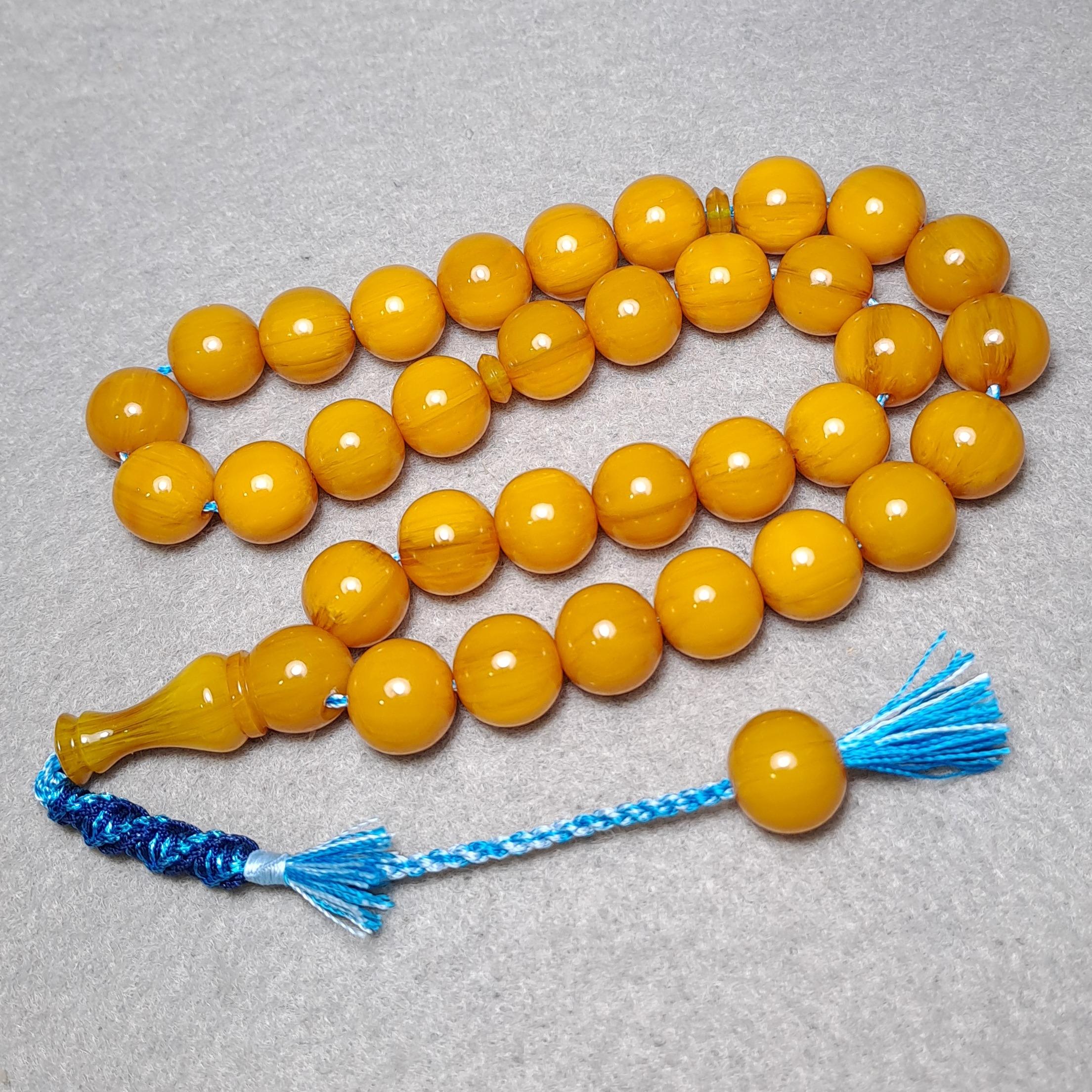 تسبیح کهربا رگه دار مسکاوی تراش ترکیه