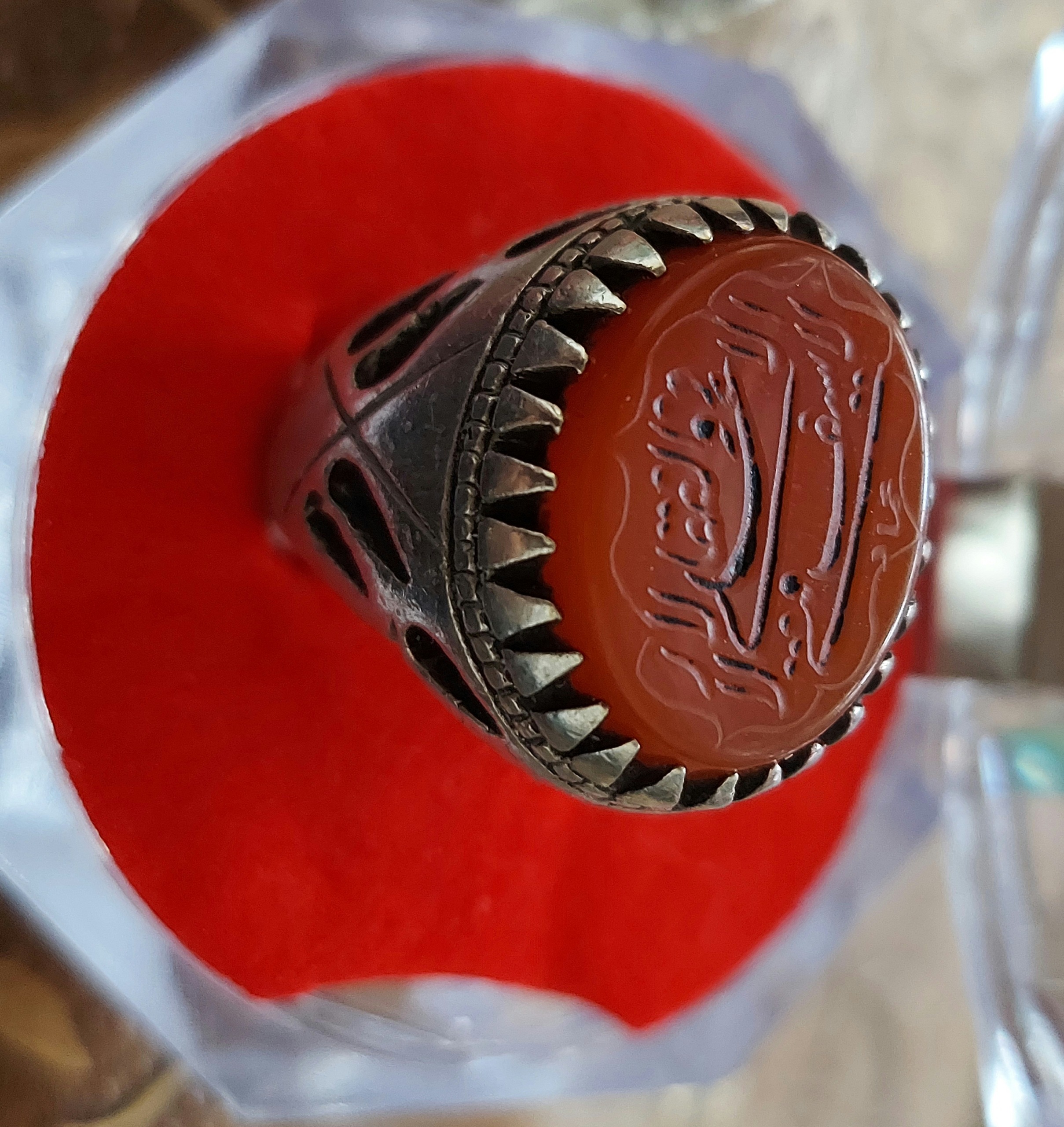 انگشتر نقره عقیق یمنی خط عماد ذکر لاسیف