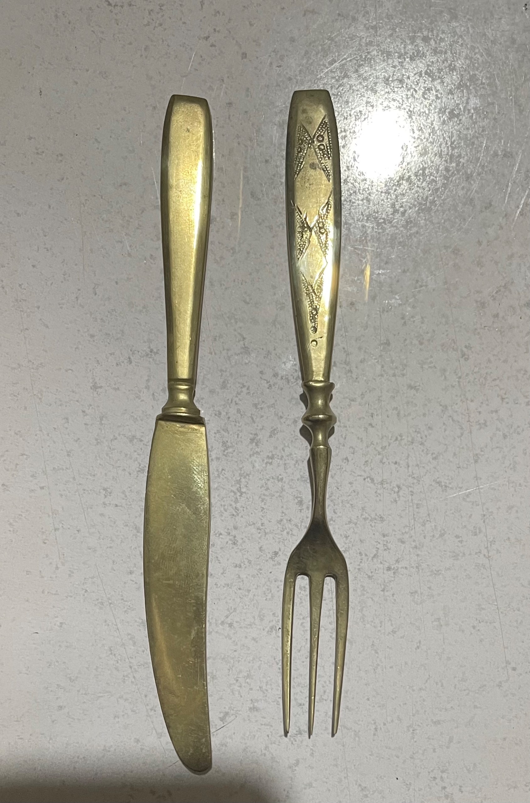 ست زیبای چنگال و چاقو قدیمی کلکسیونی