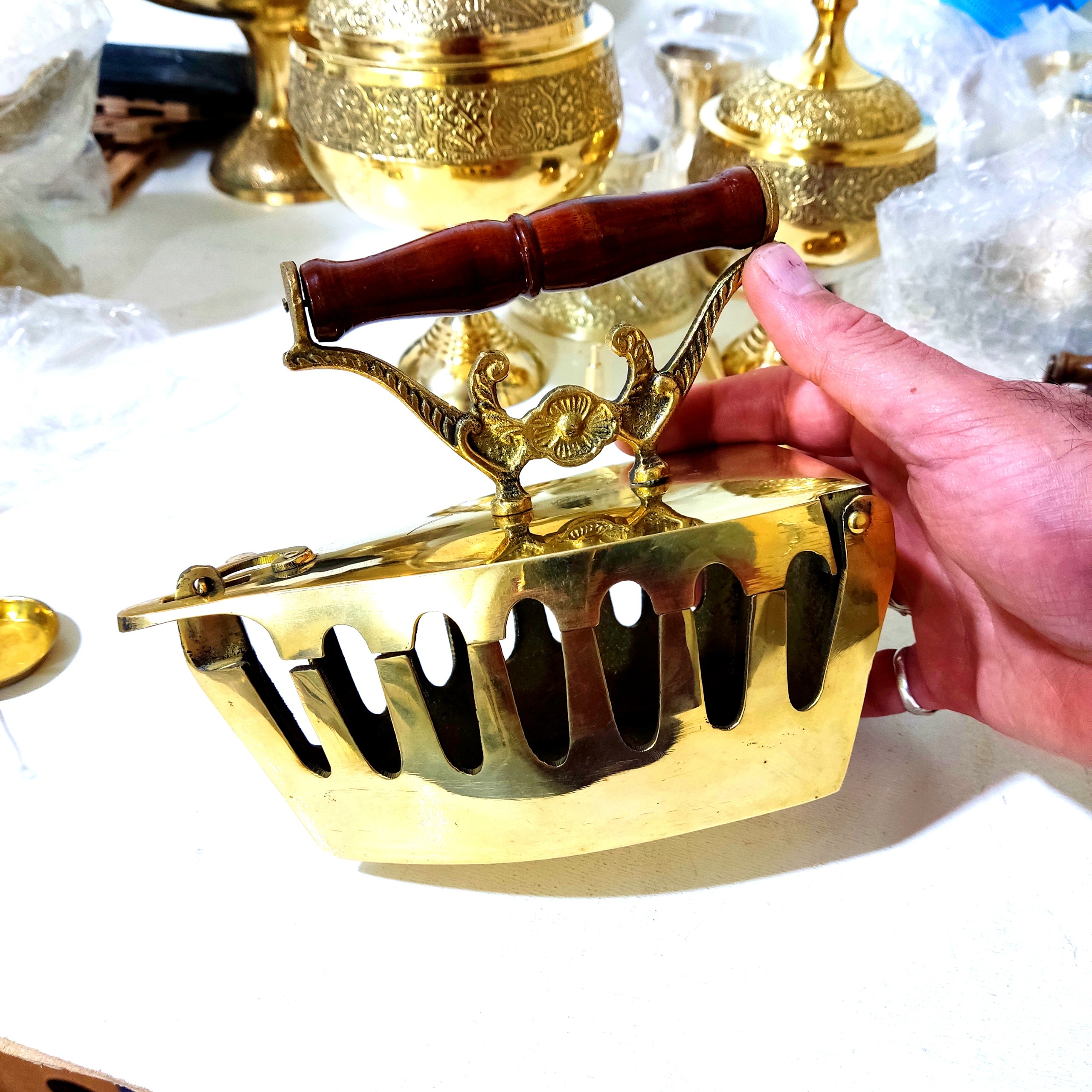 اتو برنجی زغالی بزرگ هندی فول کیفیت ساخت هند