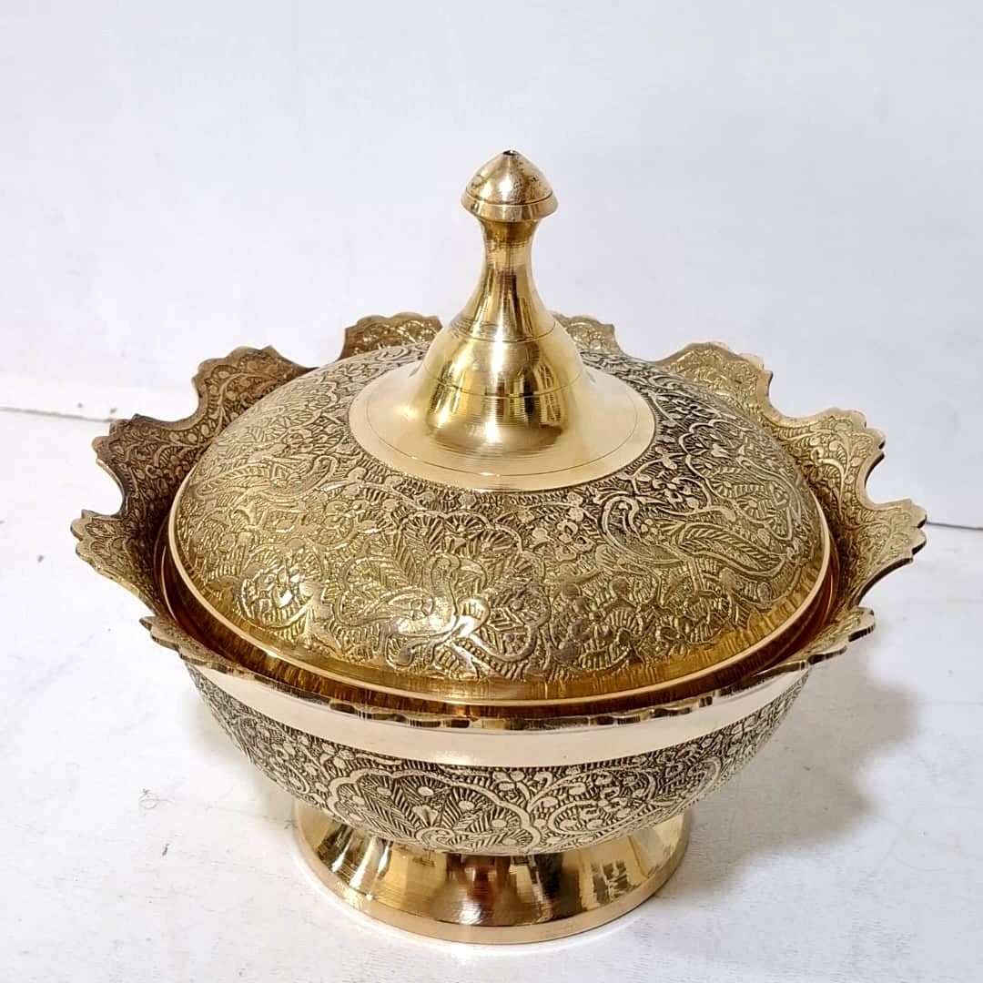 شکلاتخوری برنجی لب قلعه طرح طاووس هندی قطر20