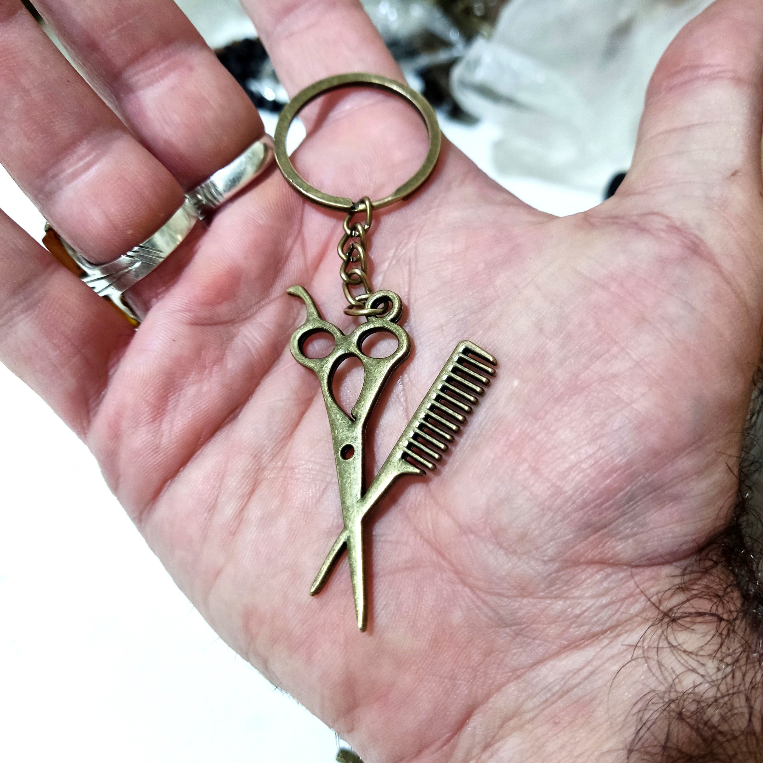 جاکلیدی برنزی طرح شانه قیچی کلکسیونی