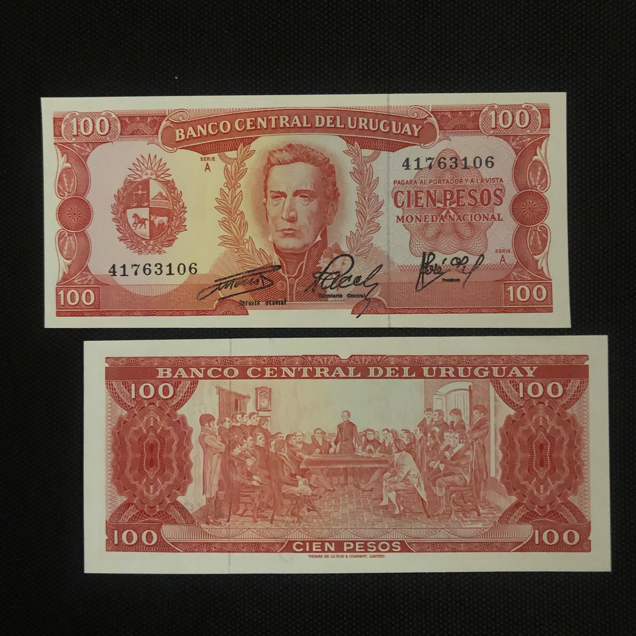 اسکناس تک بانکی 100 پزو اروگوئه 1967 شماره متفاوت