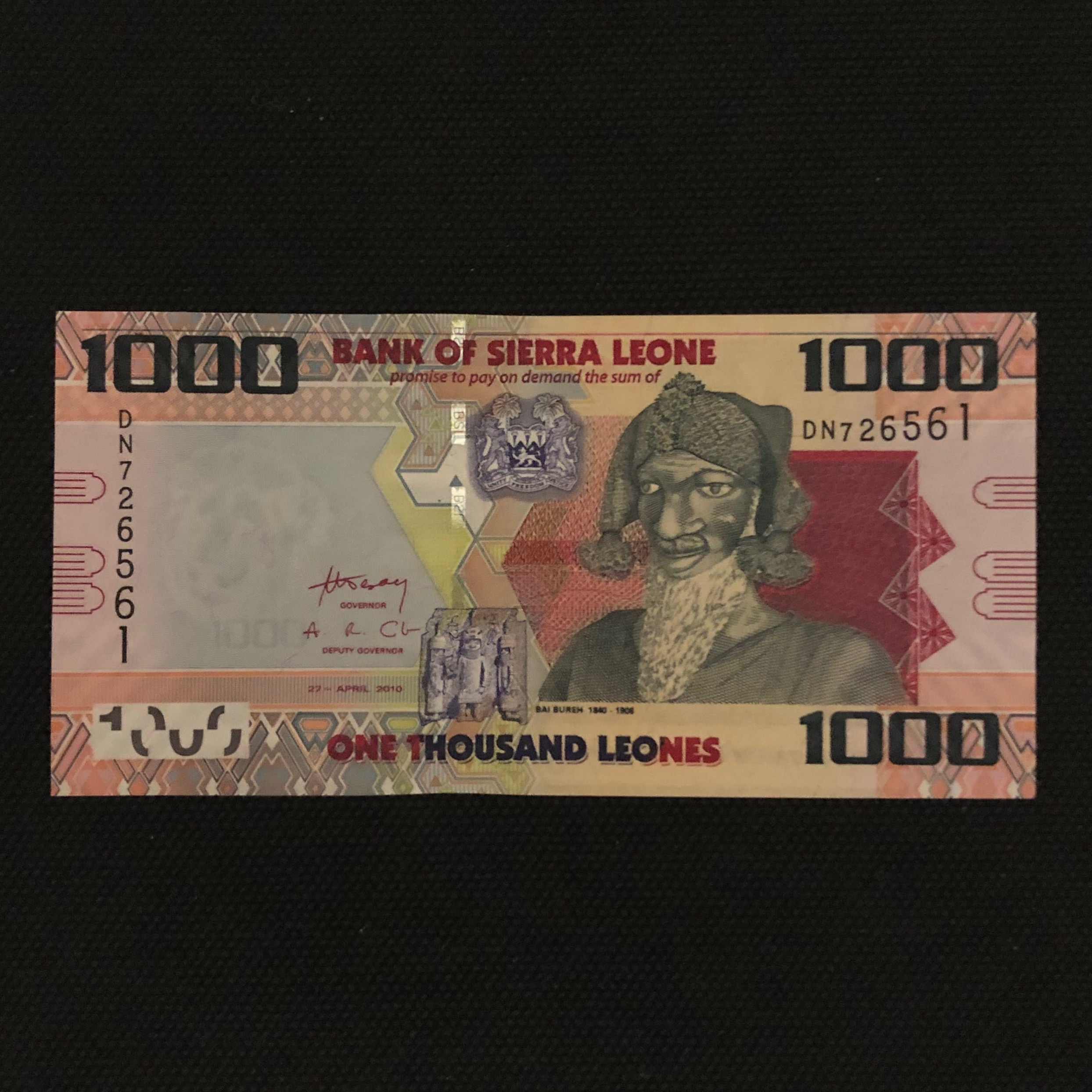اسکناس تک بانکی 1000 لئون سیرالئون شماره متفاوت